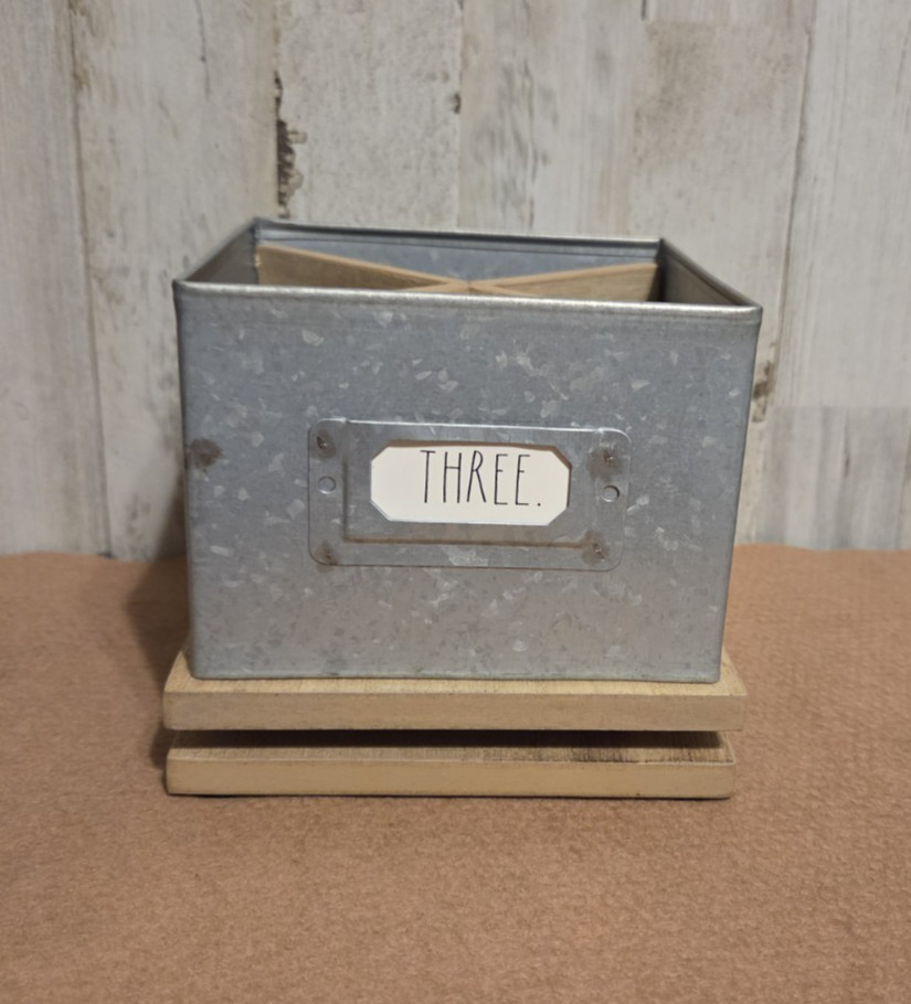 Rae Dunn Natural Wood & Galvanized Metal Turntable Desk Organizer Farmhouse