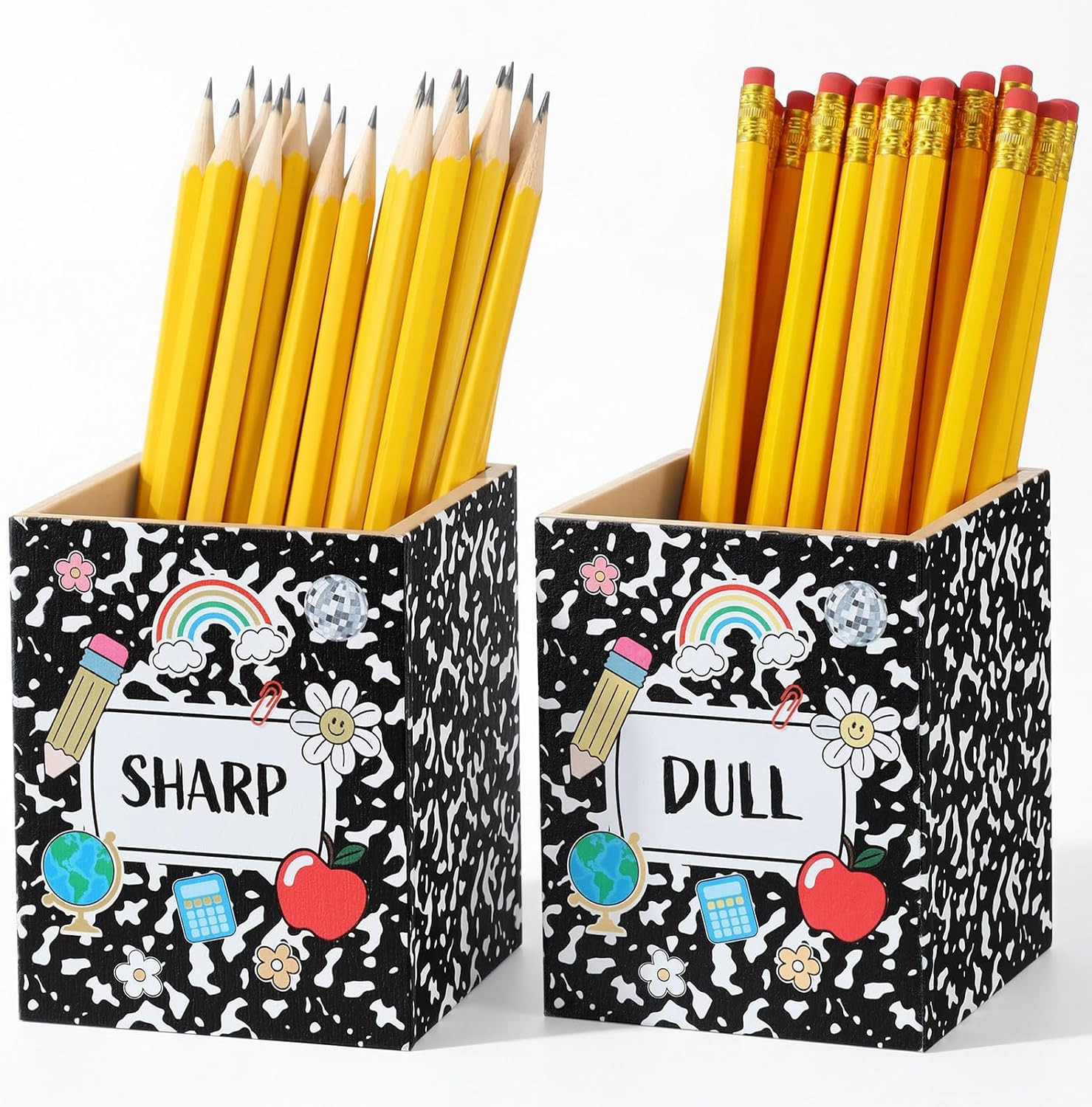 2 Pcs Notebook Shaped Holder Sharp Dull Holder Wooden Dispenser Pencil Storage w