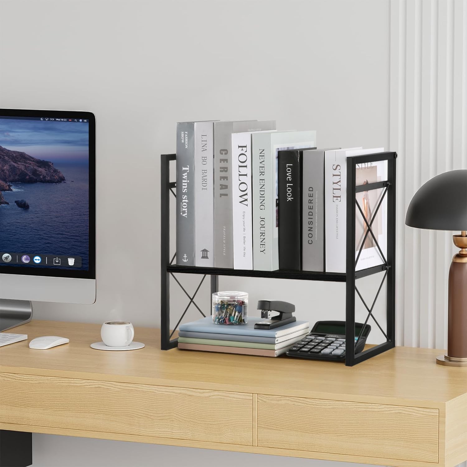YINMIT Desktop Shelf 15.74 inches x 7.87 x 14.56 inches, Black