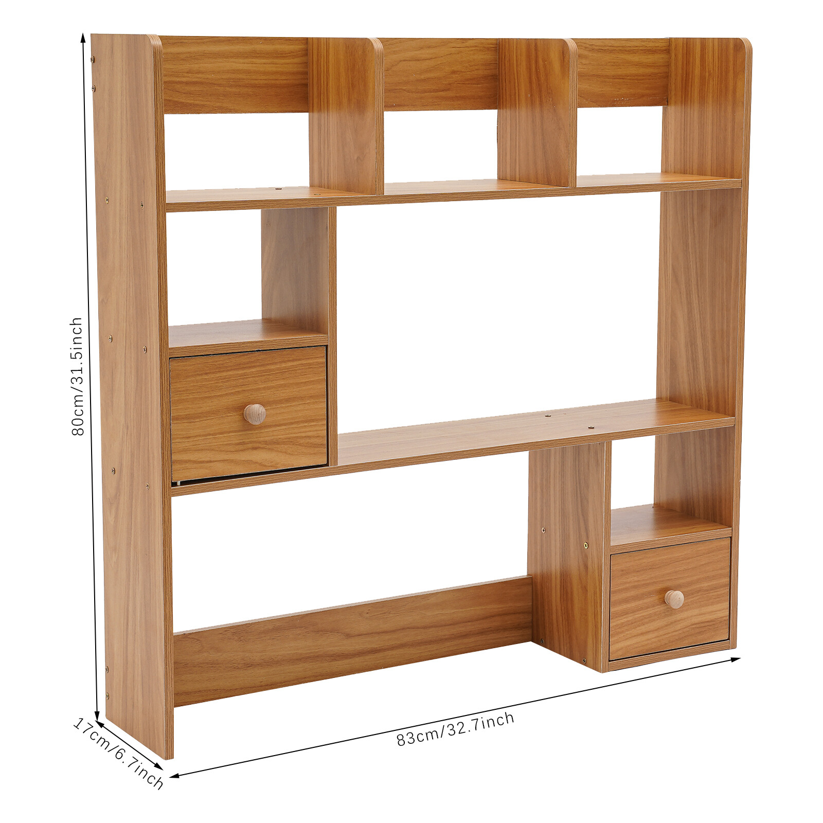 Pine Color Desktop Bookshelf Modern Storage Organizer Home Office Desk Organizer