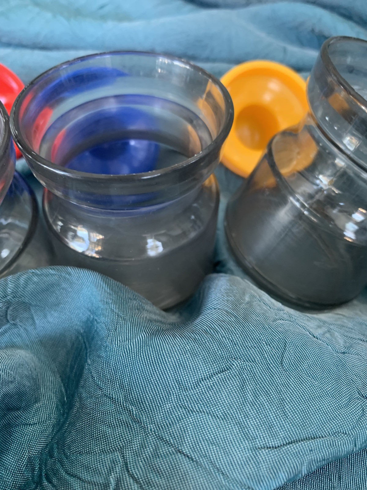 Vintage 90s Plastic Desk Organizer Storage Jars Set Colorful Paperclips Office