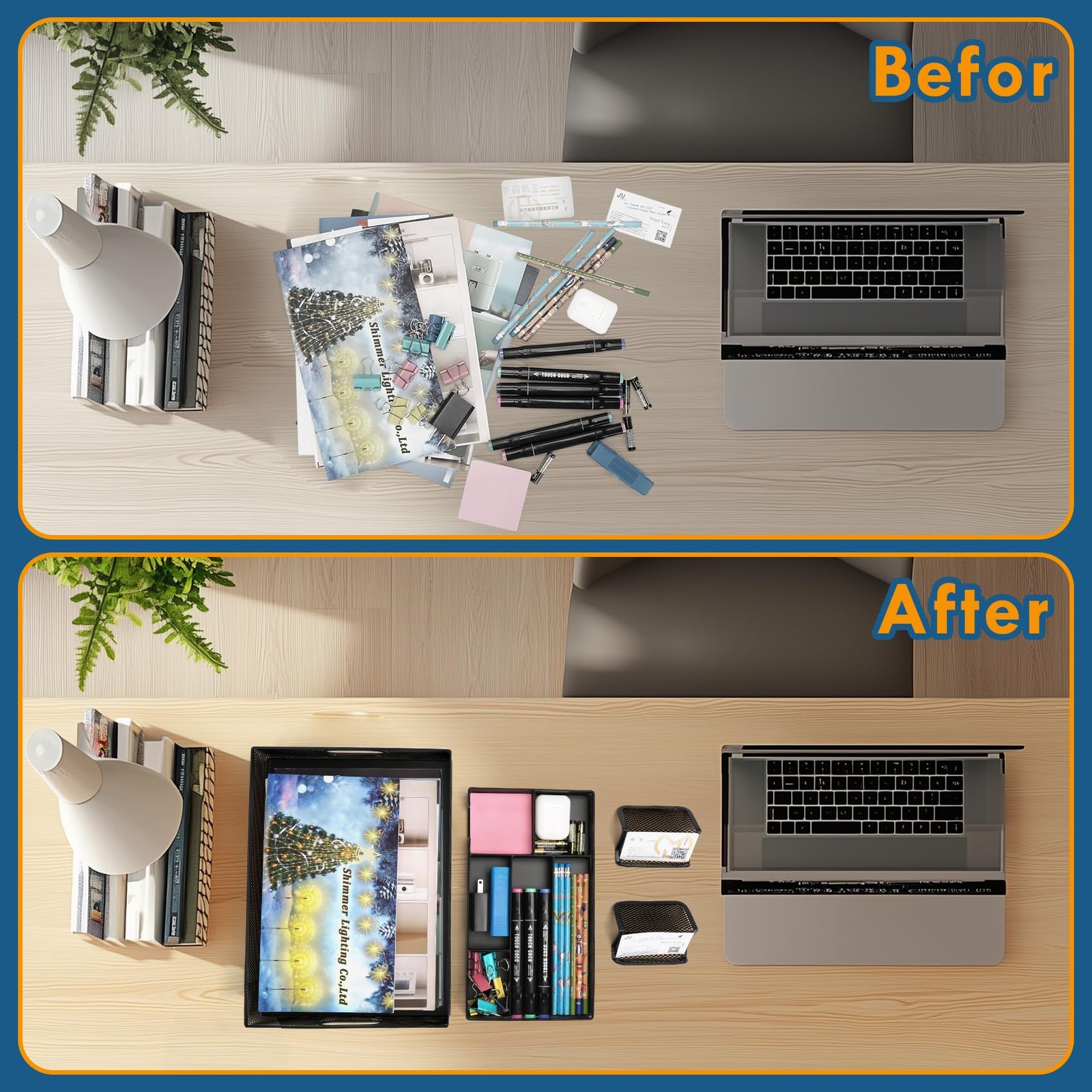 Black Metal Mesh Desk Drawer Organizers, A4 Large Desk Organizer Tray, 2 Desk…