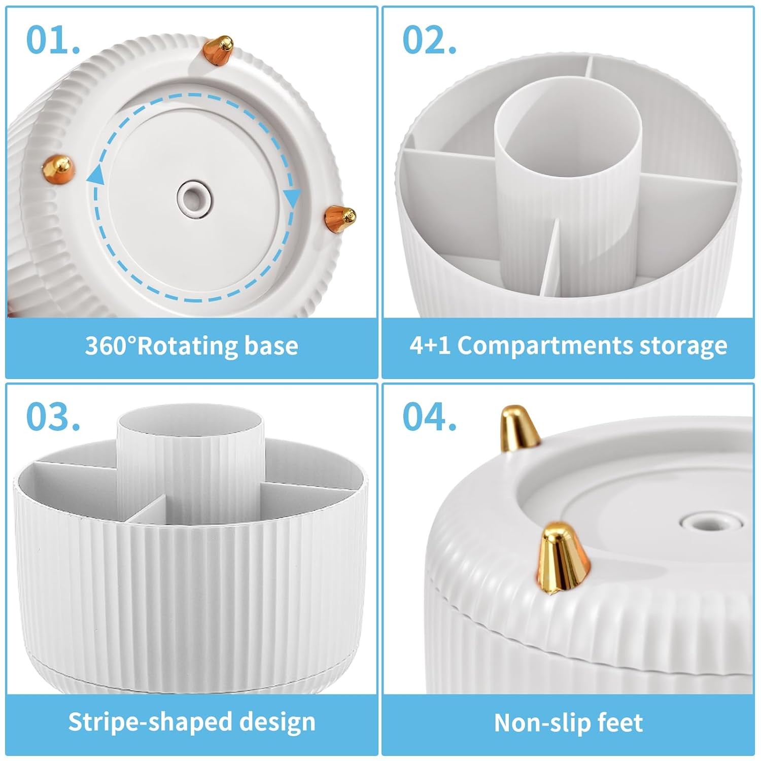 Marbrasse Desk Organizer 360 Rotating Pen Holder Office Storage Accessories