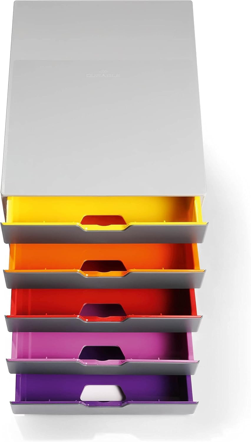 Varicolor 5 Drawer Unit – Gray Desktop Drawer Set with 5 Color Coded Draws – Per
