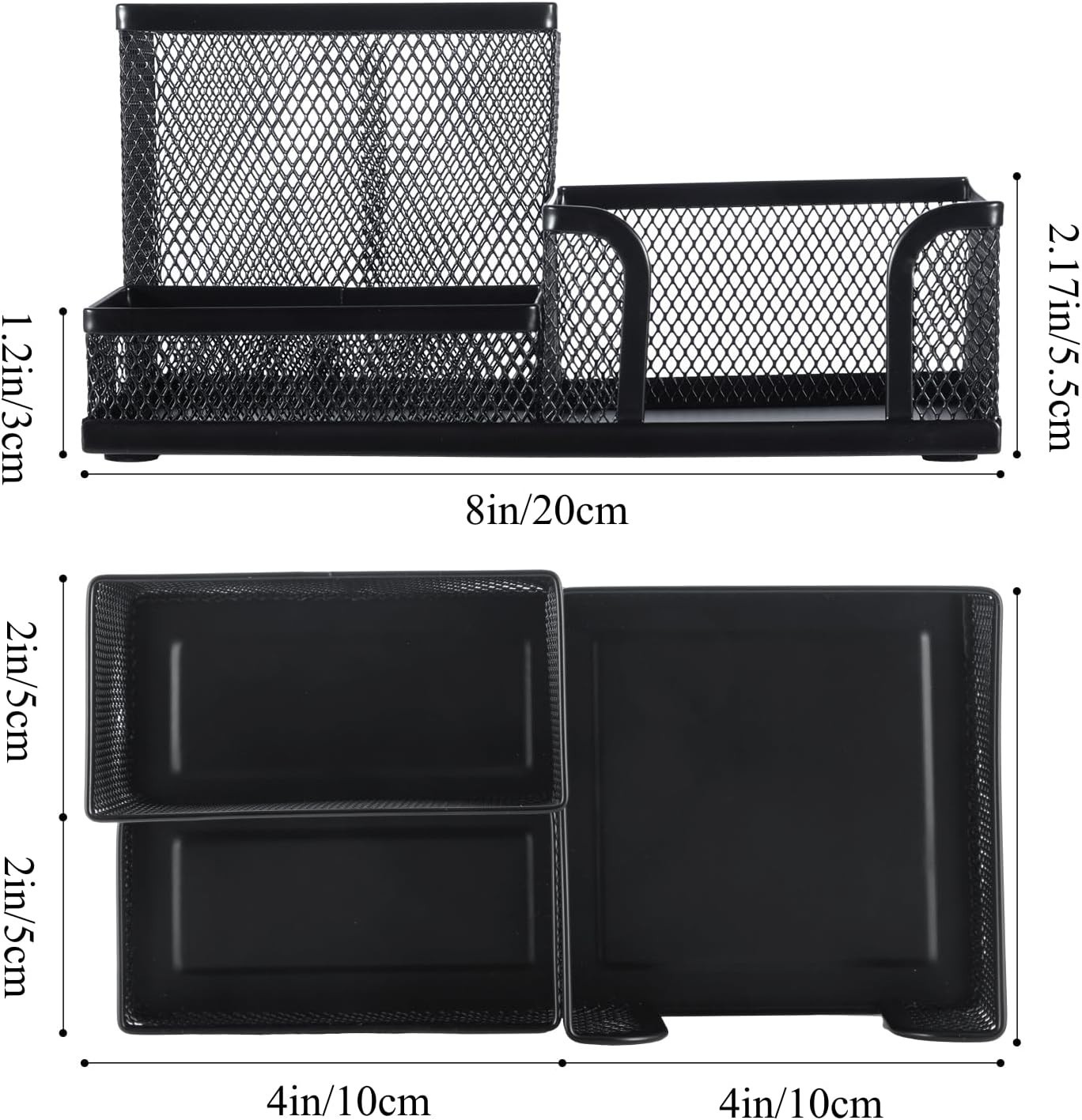 Mesh Pen Holder Desk Organizers Pencil Holder for Desk Black, 3 Compartments …