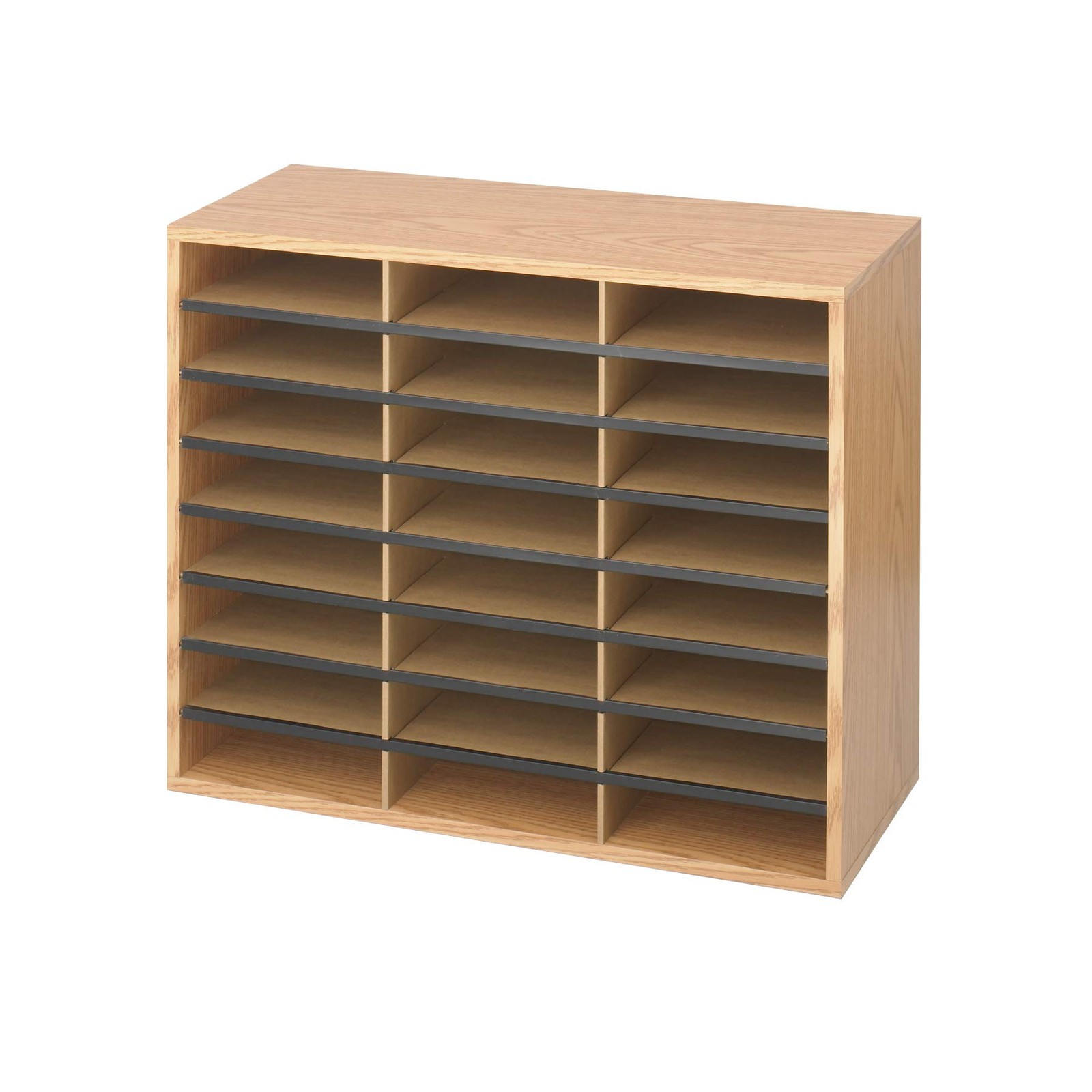 Safco Products Wood/Corrugated Literature Organizer, 24 Compartment, 9402MO, Med