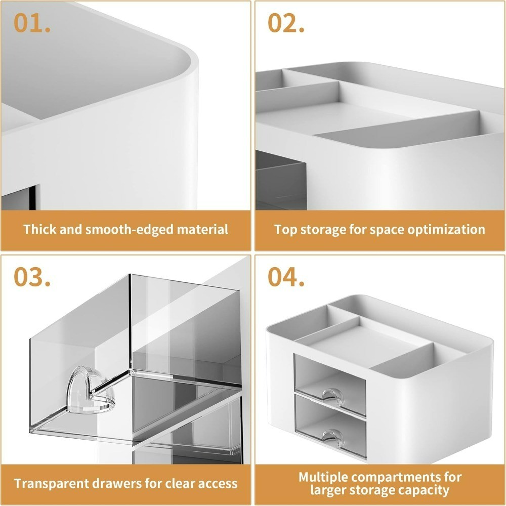 Pen Organizer with 2 Drawers Multi Functional Desk Pencil Holder Office Art