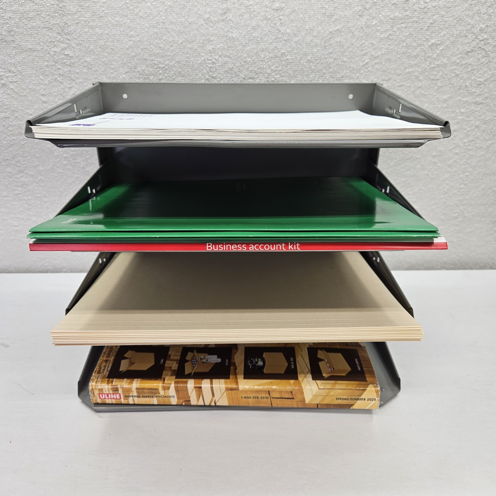 Steel desktop file organizer 4 tiers Gray