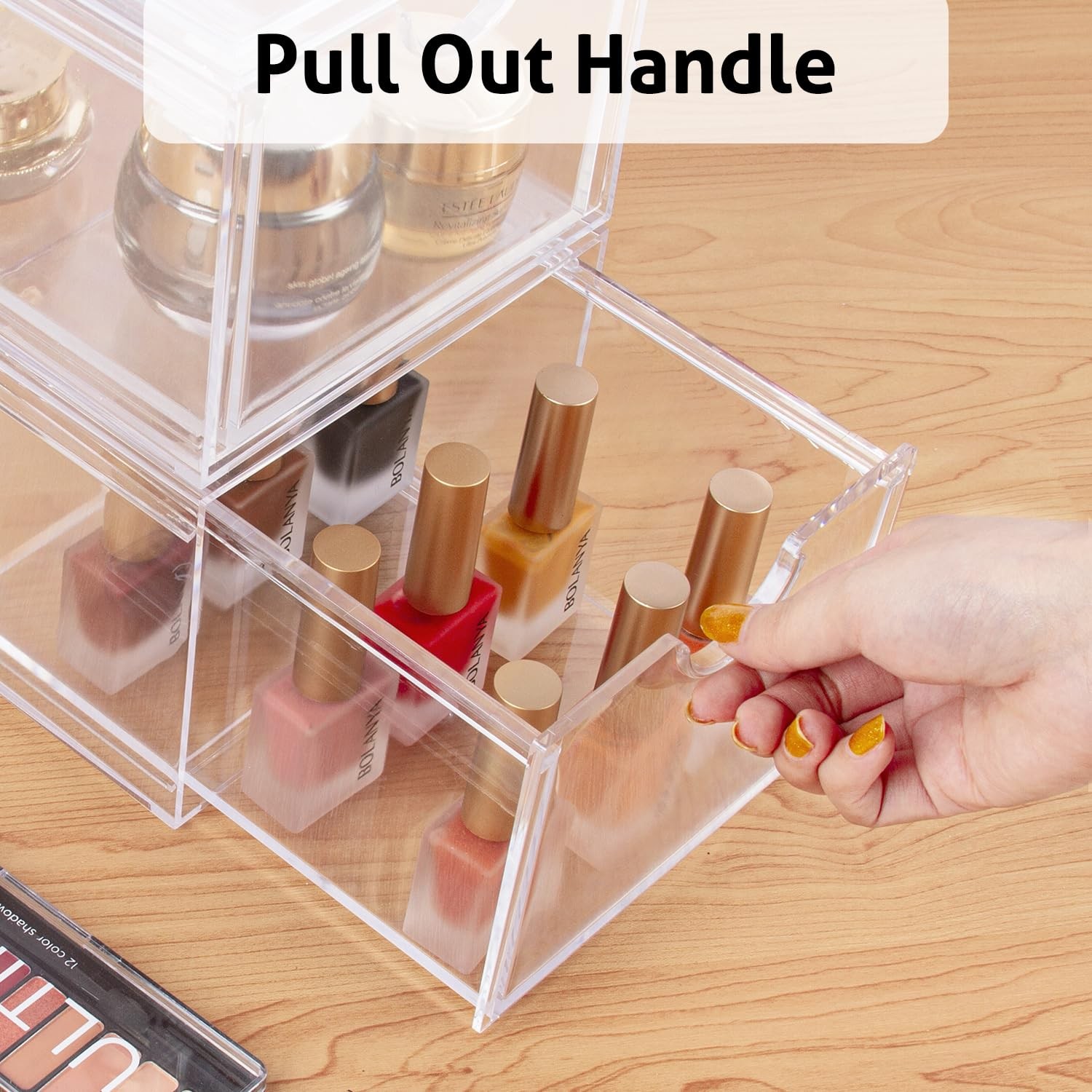 AMEITECH 2 Pack Clear Stackable Storage Drawer, Bathroom Makeup