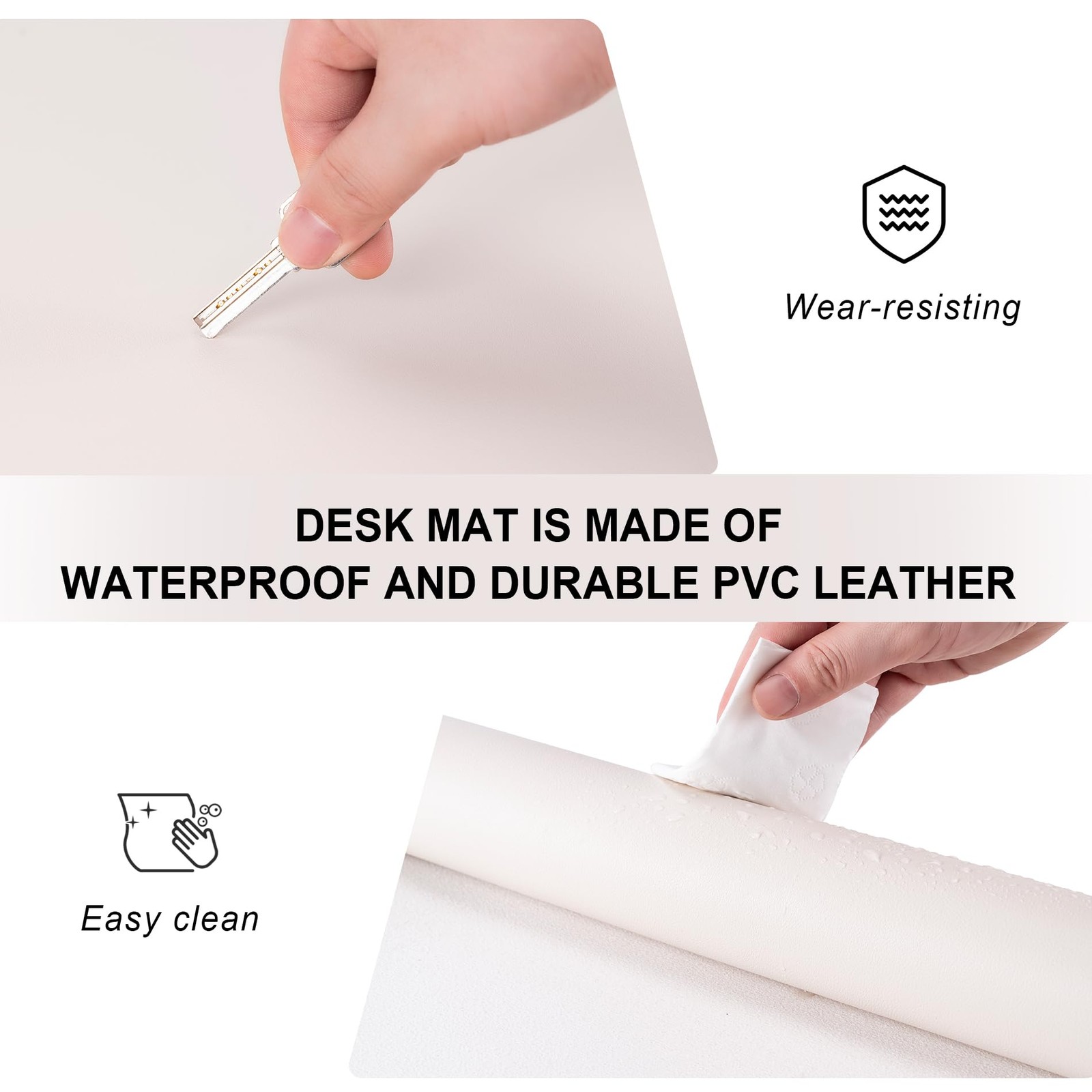 Leather Desk Pad Protector,Non-Slip Pad,on-Slip PU 23.6″ x 13.7″, Black