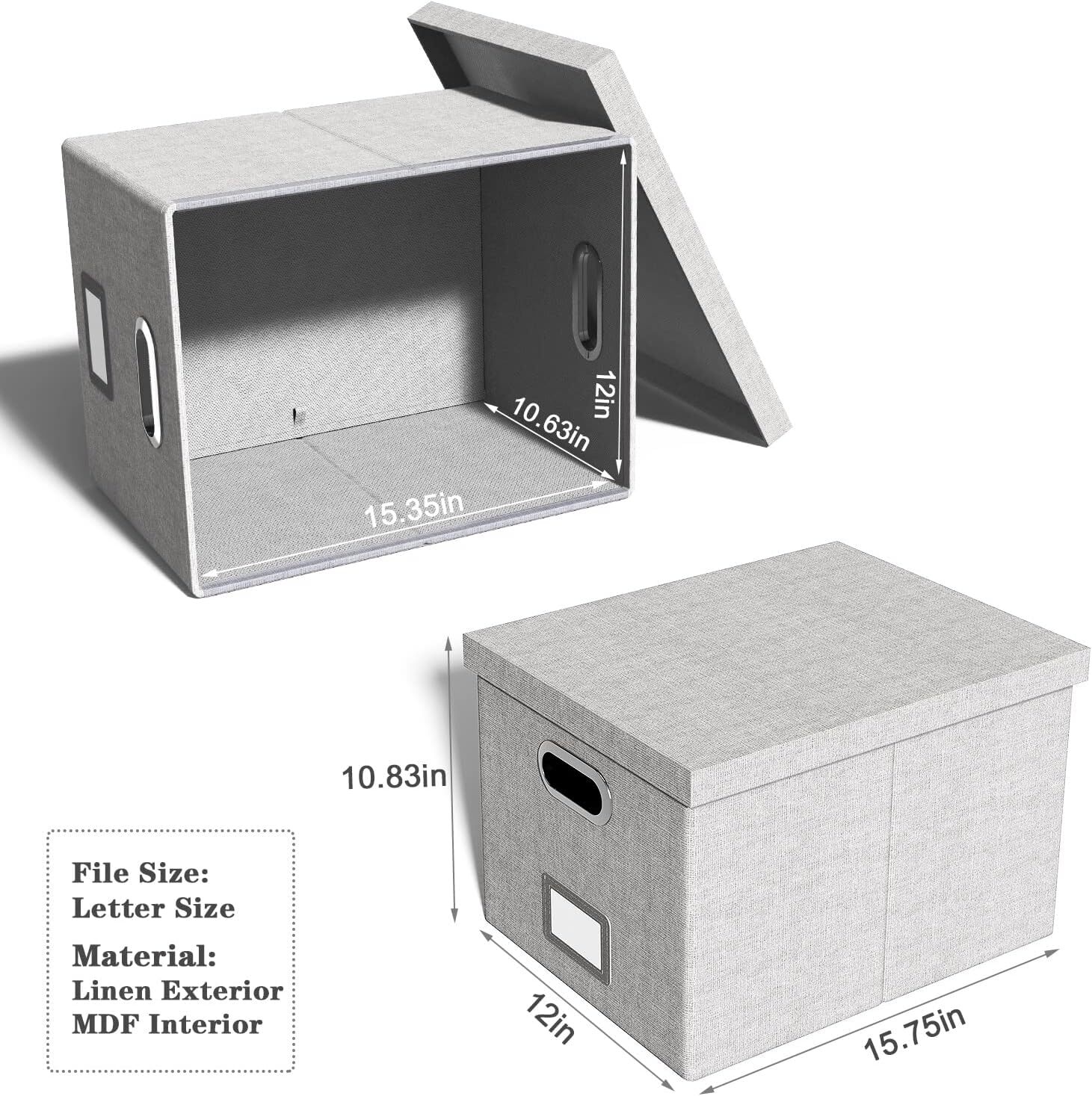 Oterri File Organizer Box,Filing Box with Lid,File for 1 pack, Gray-white