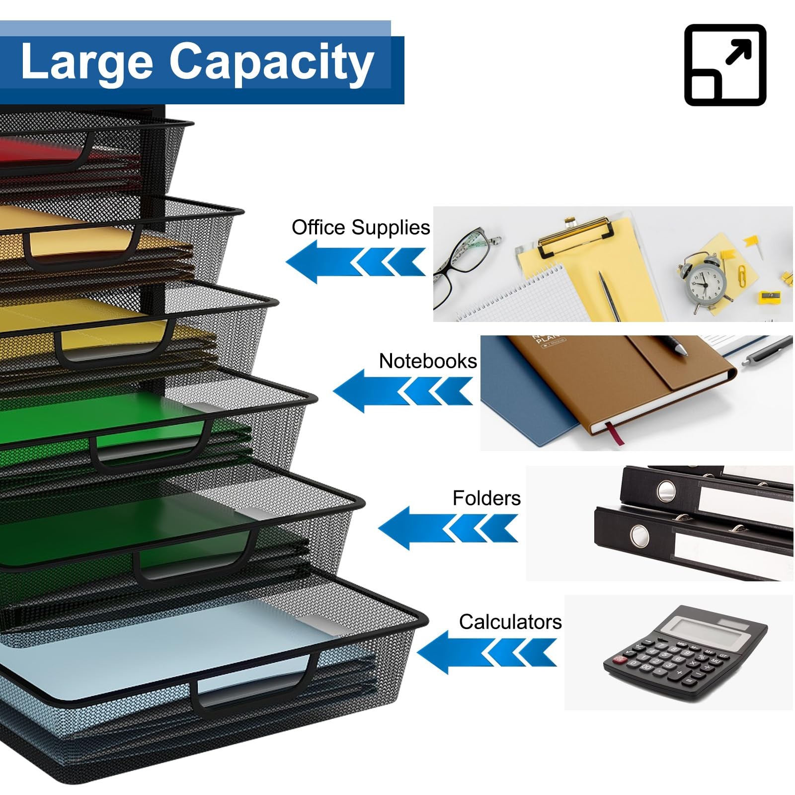 Natwind Mesh Desk Organizer 6 Tier Sliding Drawers Paper Sorter