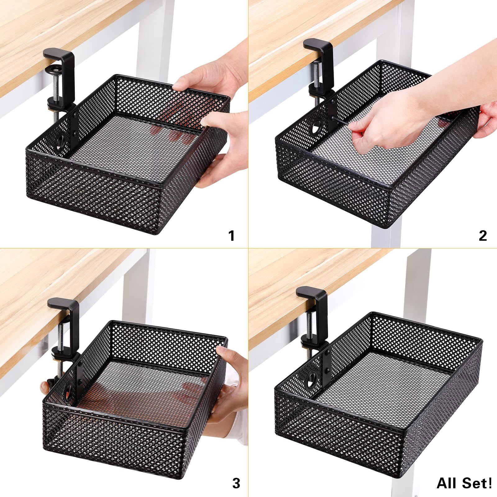 Clamp~On Desk Organizer with Swivel Pencil Drawer, Black