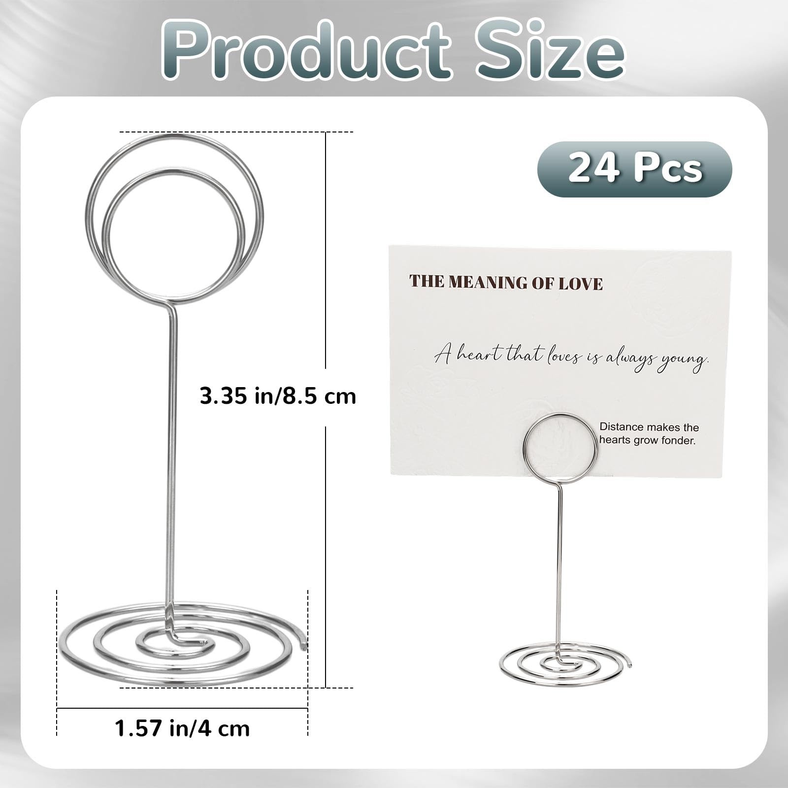 WATMTIN 24 Pcs Table Number Holders, 3.35 Inch Silver Place Card