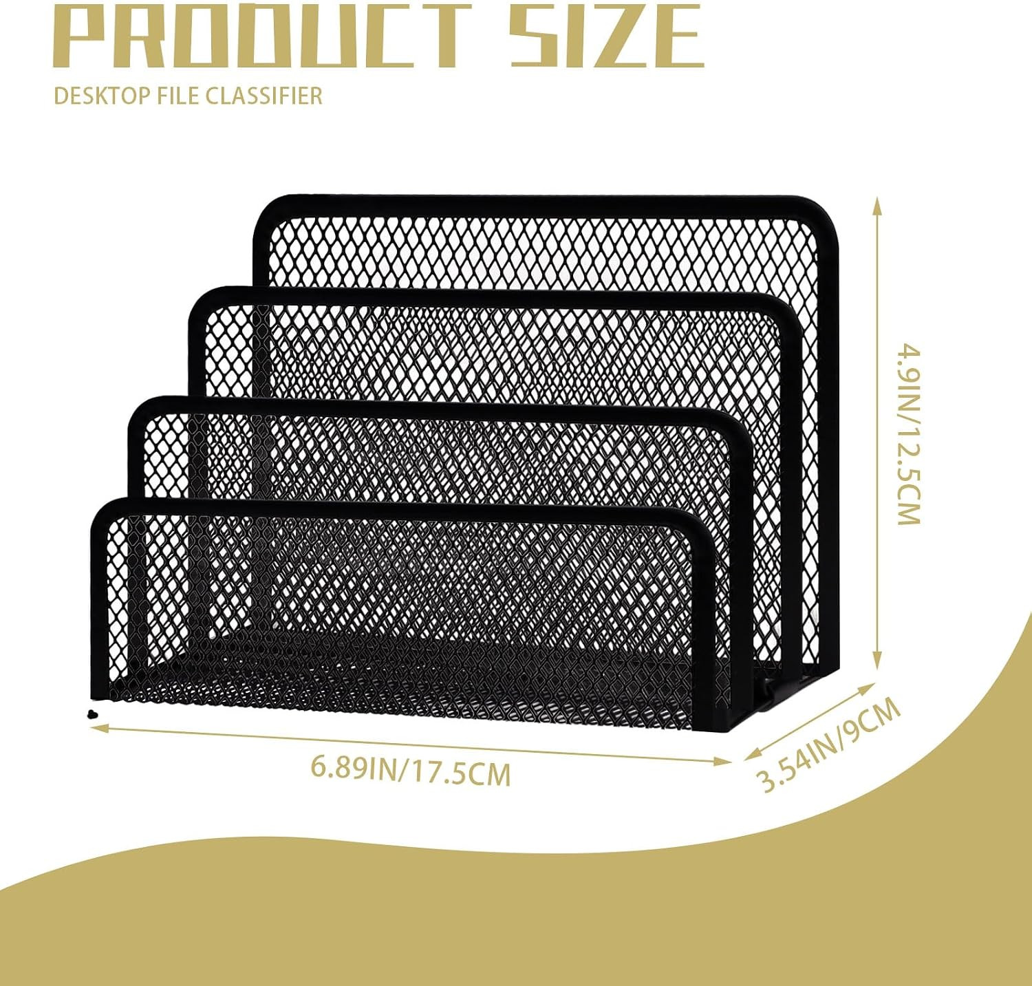 Office Vertical Desk File Organizer, Mesh Metal Mail Organizer Countertop with 3