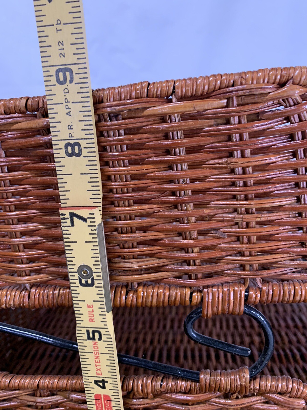 Wicker Desk Letter Paper Organizer Wire & Rattan Brown 2 Tier Double Tray Office