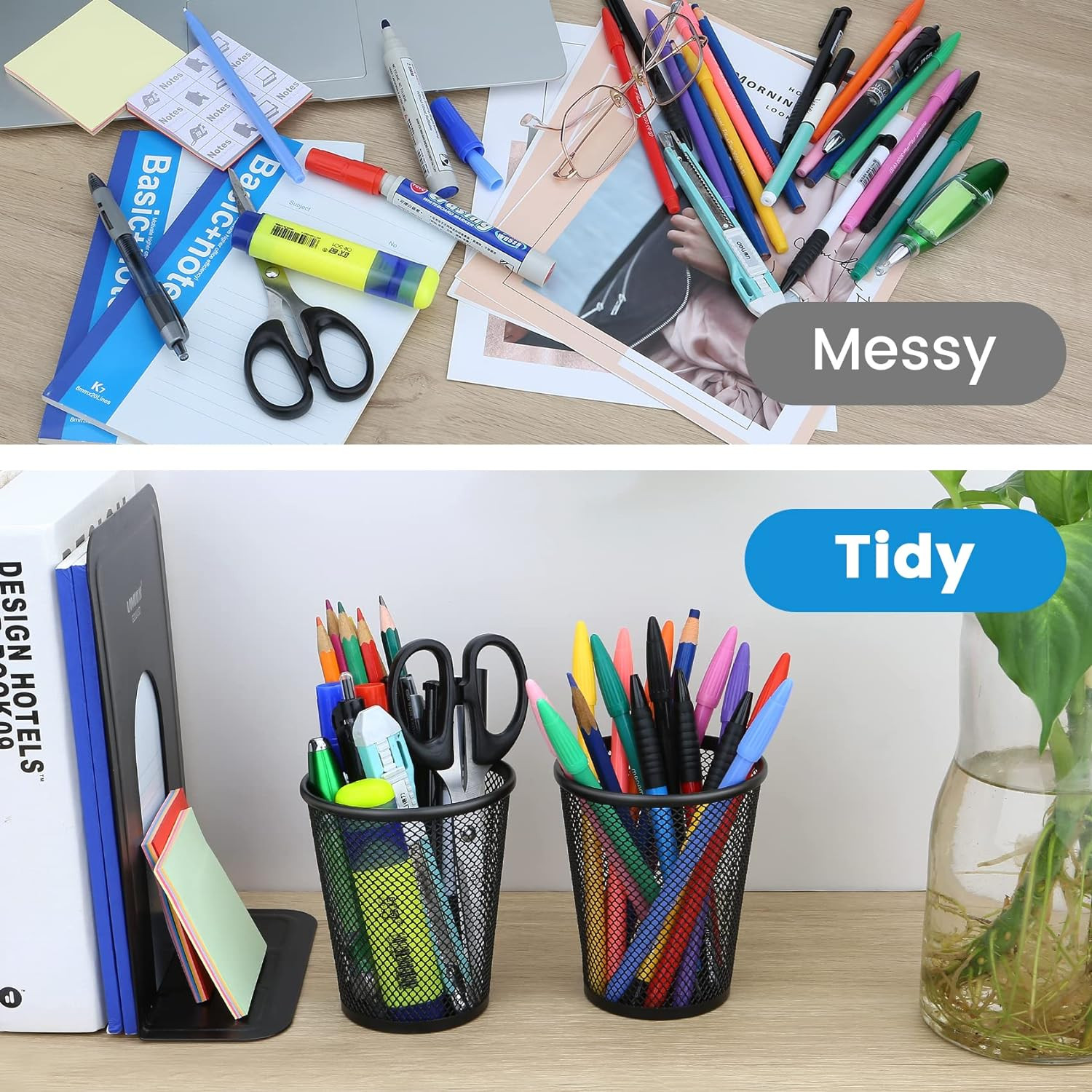 Mesh Metal Pen Holder Pencil Cup Desktop Organizer Home Office School 4 Pack