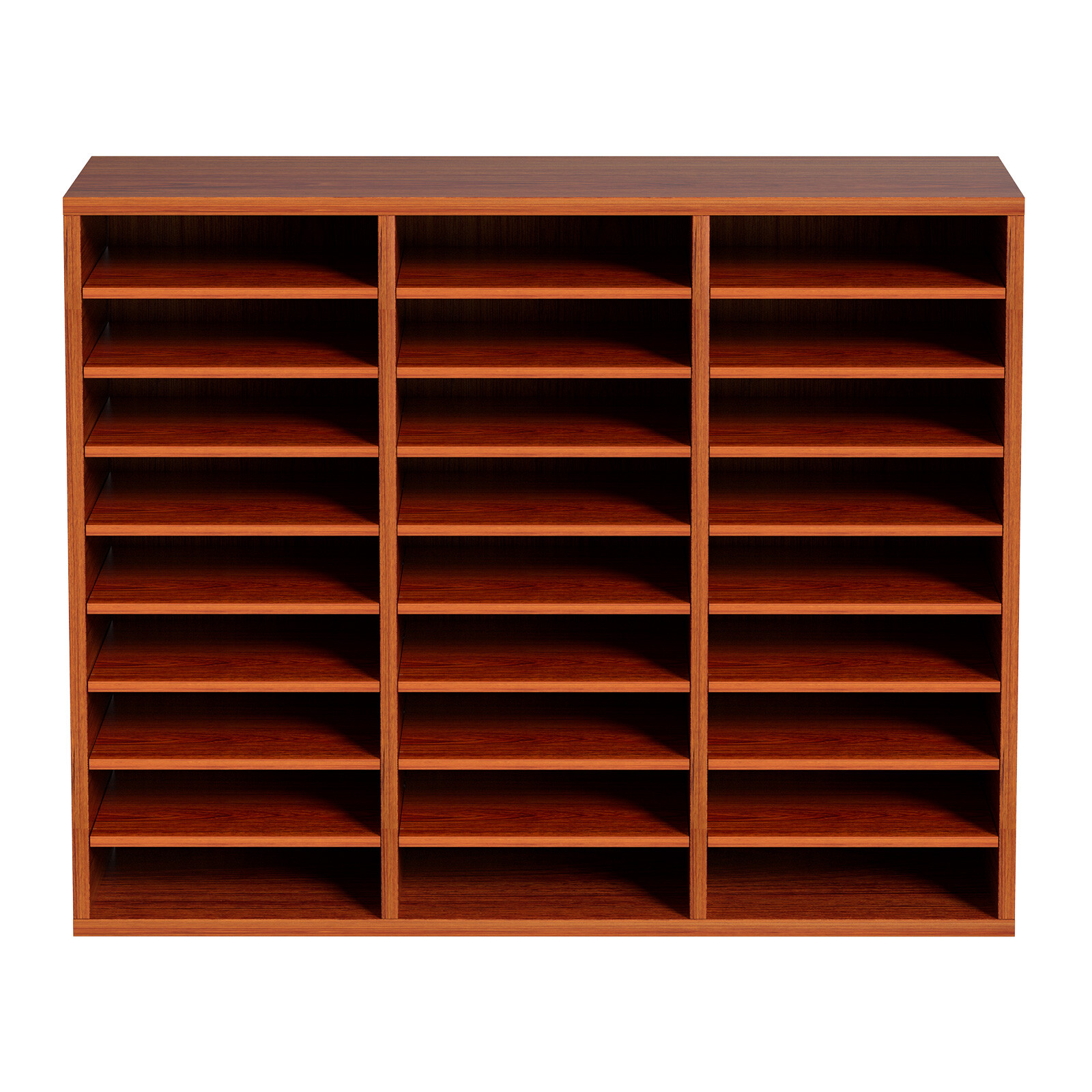 Wood Literature Organizer File Sorter Paper Storage Holder 27 Slots Brown
