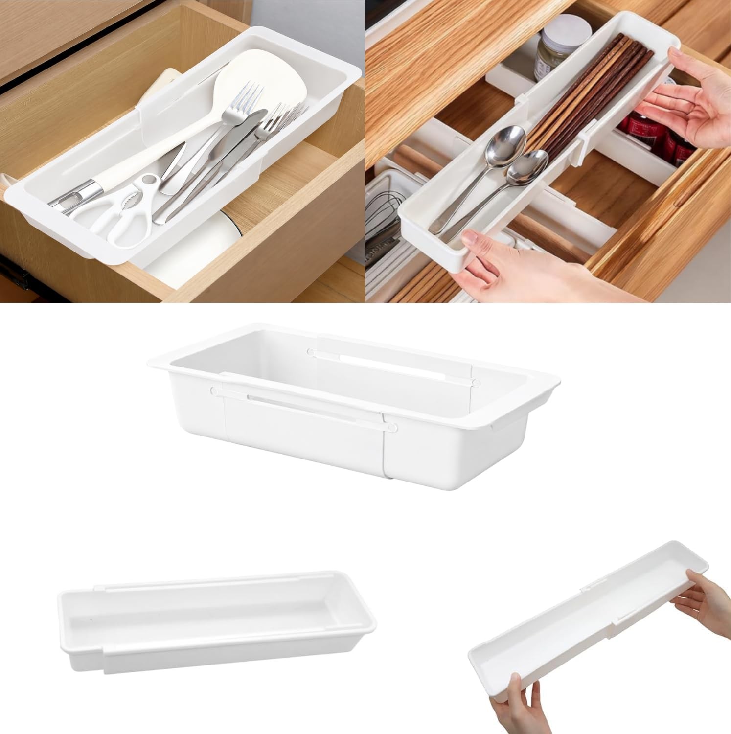 Eikovia 2 Pack Hanging Expandable Drawer 12.4 x 5.79 x 2.4 inch, white