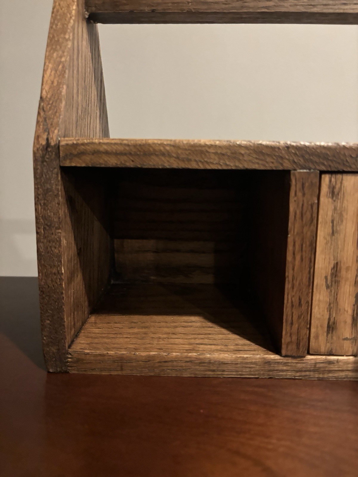 3 Drawer Wooden Desk Organizer Vintage Style Rustic Wood Desktop Cubby Handled