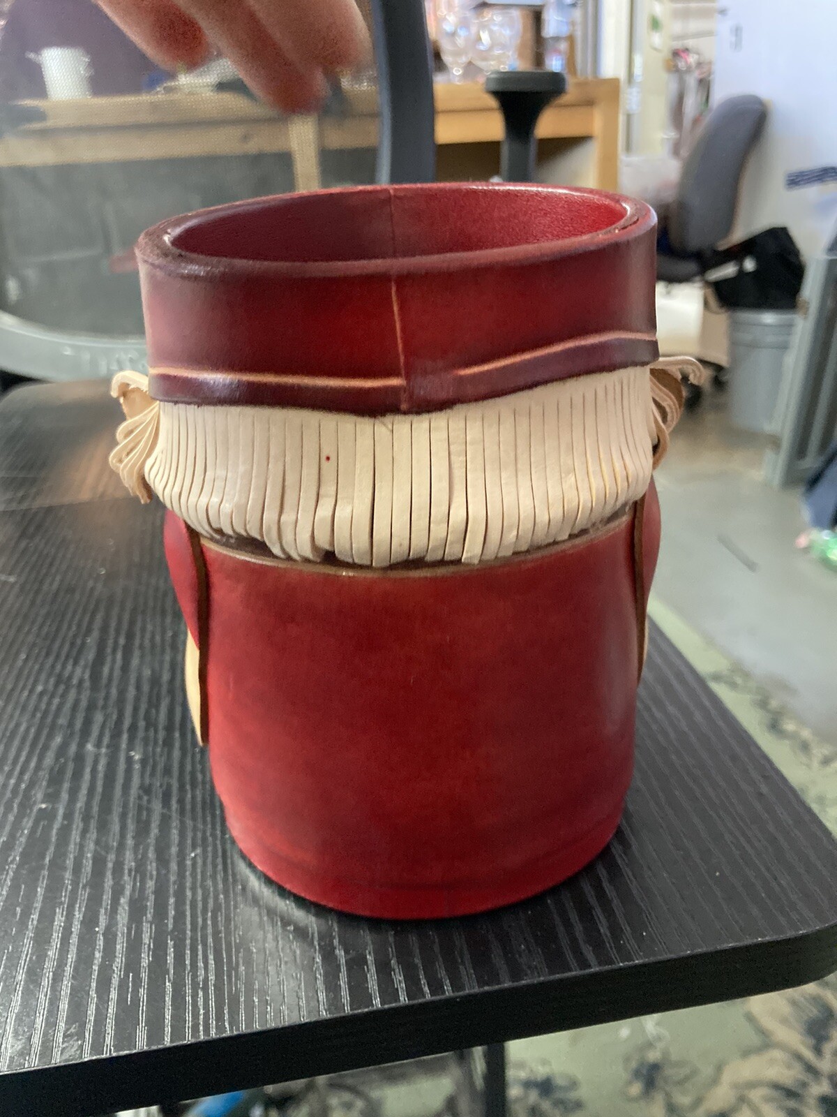 Grandmother Woman Leather Pencil Holder Storage Deco H2 Folk Hobo Hippy Fun Cute