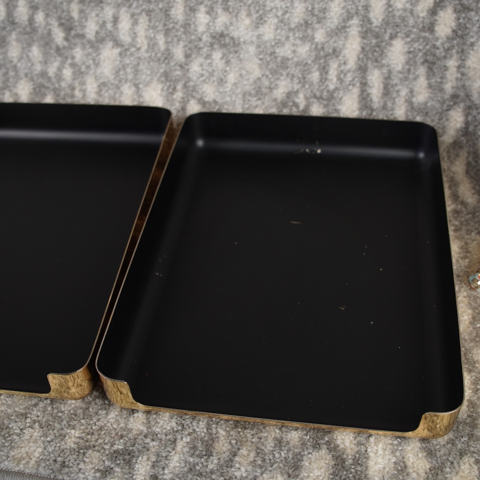 VTG 1984 Eldon Emphasis 6000 Gold Chrome Desktop Paper Organizer File Tray 2PCs