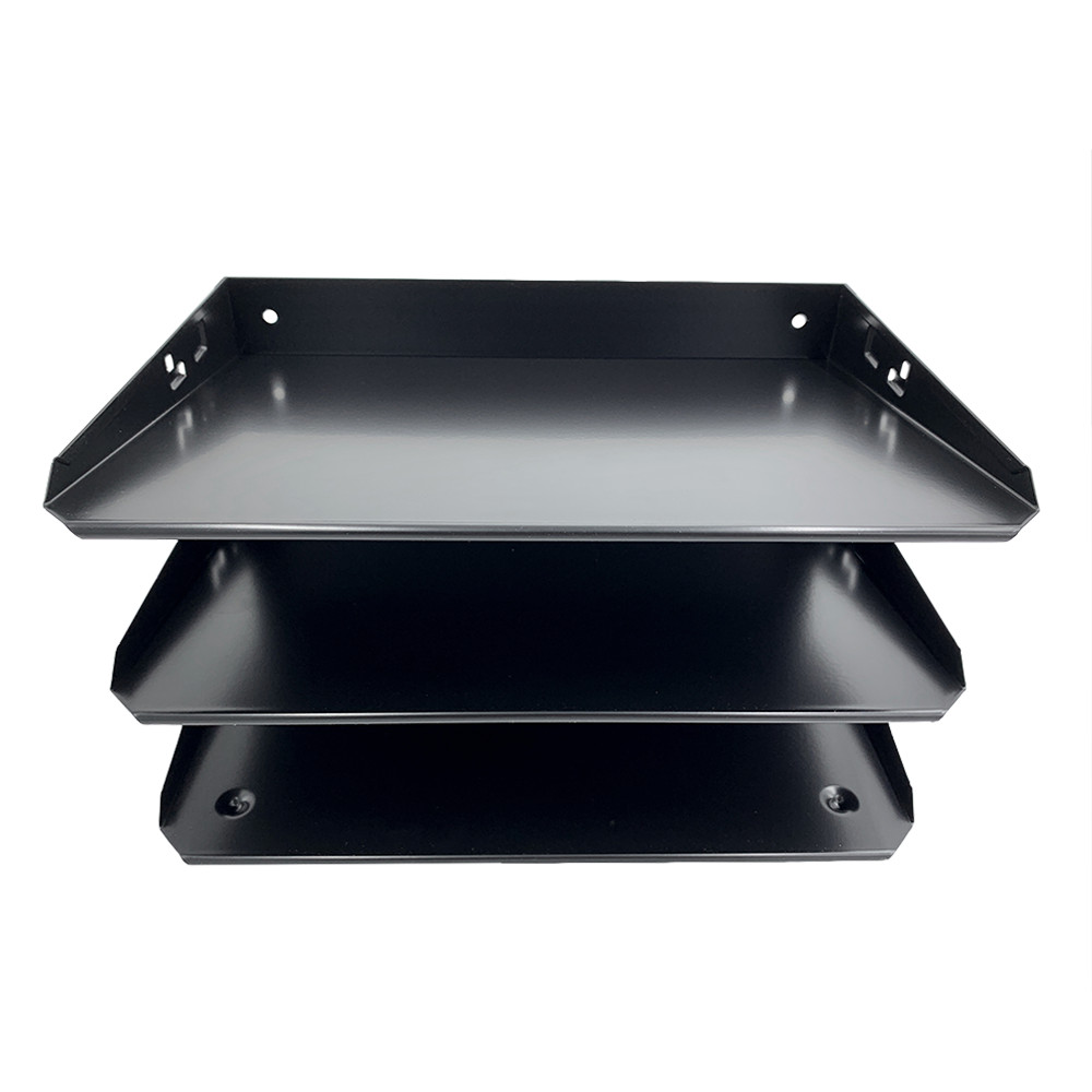 Huron Horizontal 3 Slot Steel Desk Organizer/Sorter Black HASZ0159