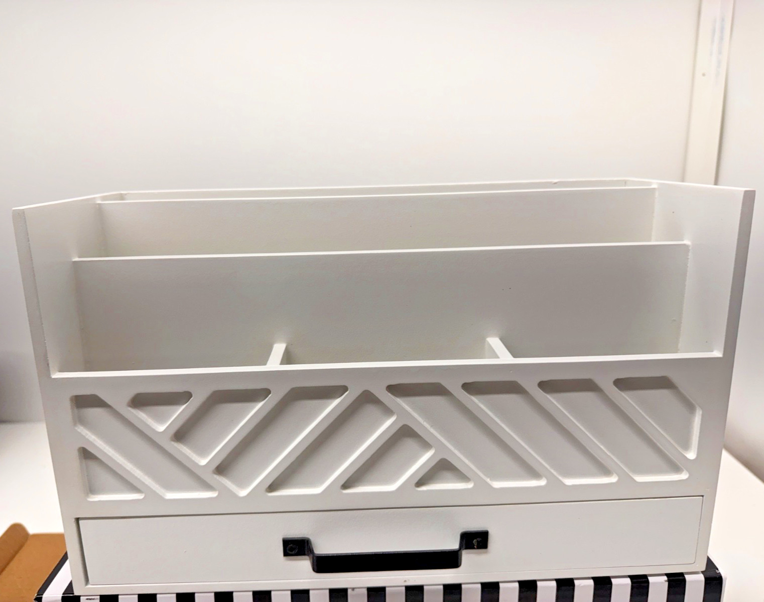 Blu Monaco White Mail Organizer with Drawer CY800 NIB New