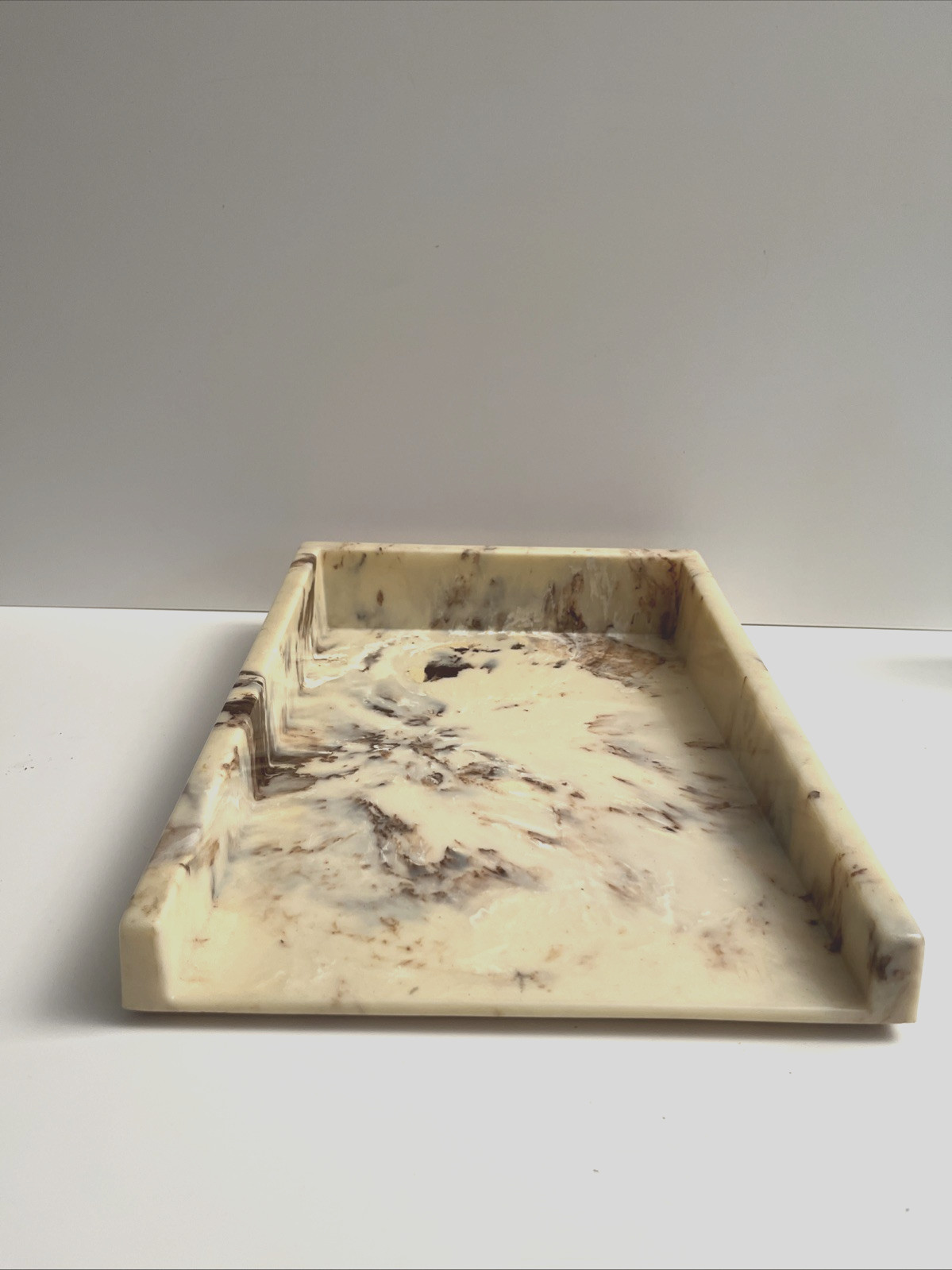 Ultra Stone Acrylic Executive Desk Letter Tray Sunlight Ind. Faux Marble EUC!