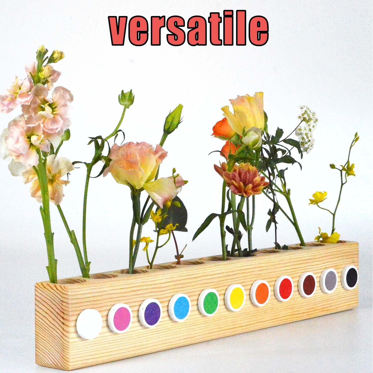 Desk Wood Colored Pen Pencil Holder, Solid Wooden Pencils Organizer Storage for