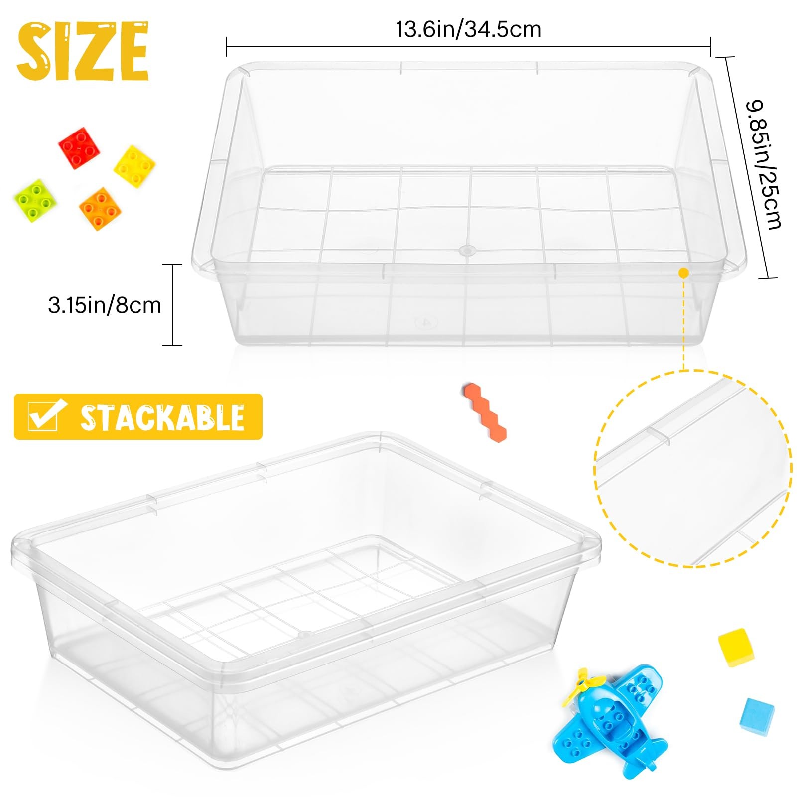 10 Pcs Flat Storage Organizer Tray Bin Tray for Classroom Plastic Stackable F…