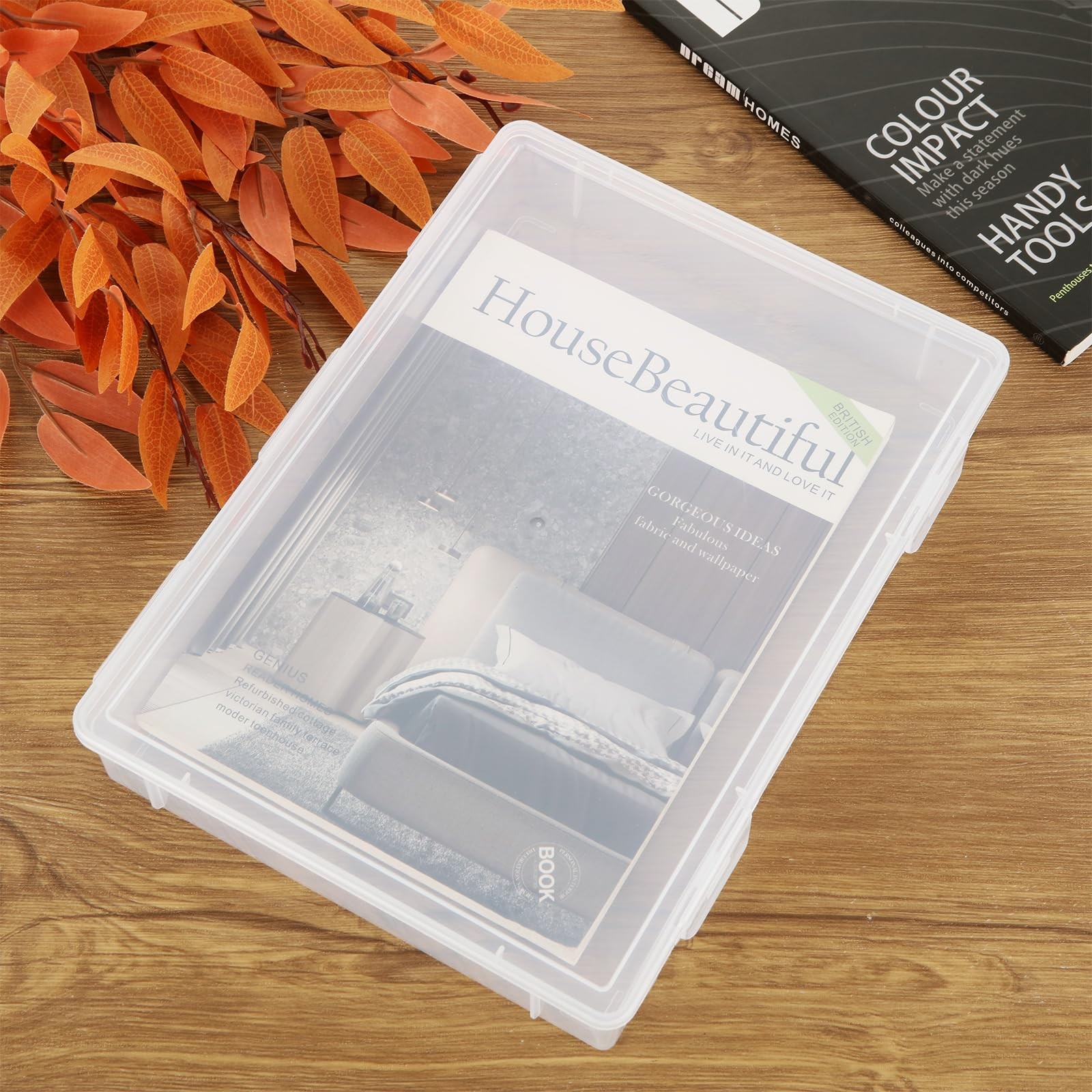 LDHHYH 3 Pack Plastic Storage Boxes with 12.2 x 8.7 x 2 inches, Transparent
