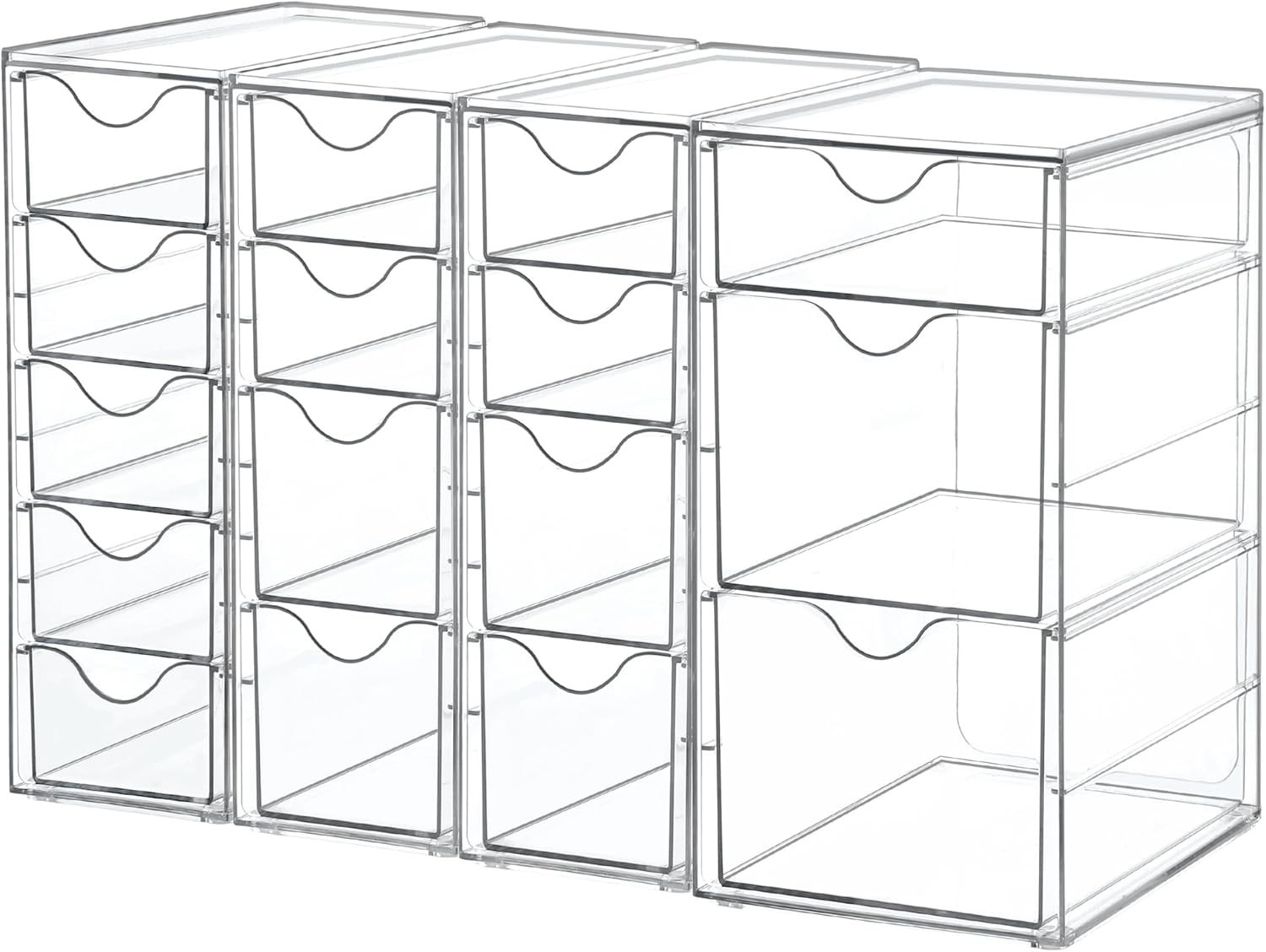 Acrylic Organizer with 16 Drawers, Clear Storage for Office Supplies, Makeup