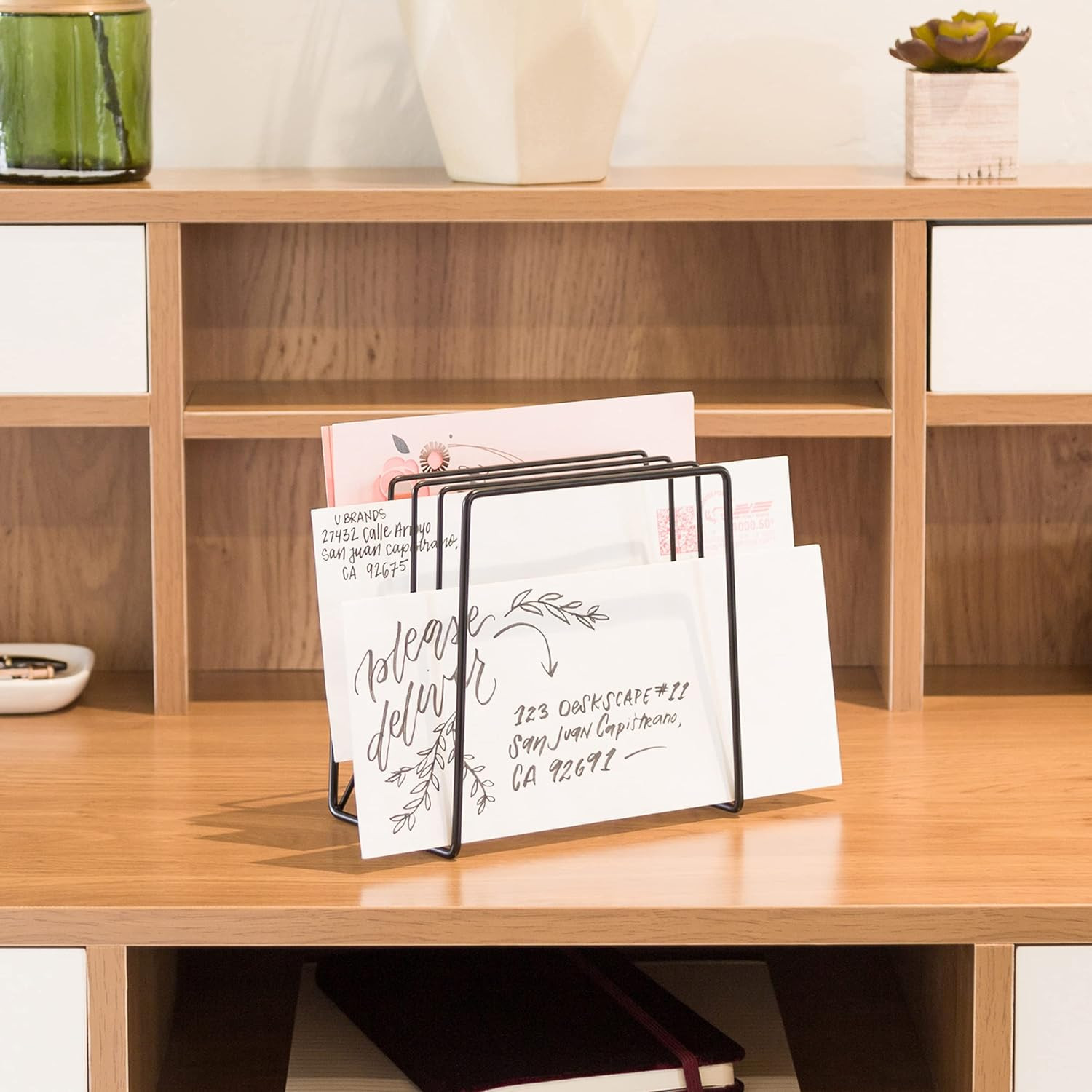 Vena Desk Organization Matte Black Collection Letter Sorter
