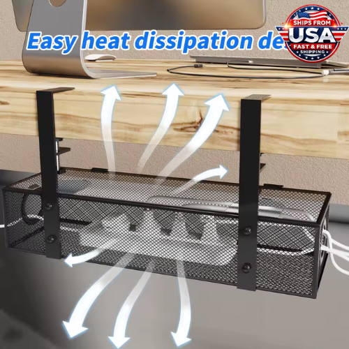 Under Desk Cable Management Tray Clamp Mount Wire Organizer Storage Rack