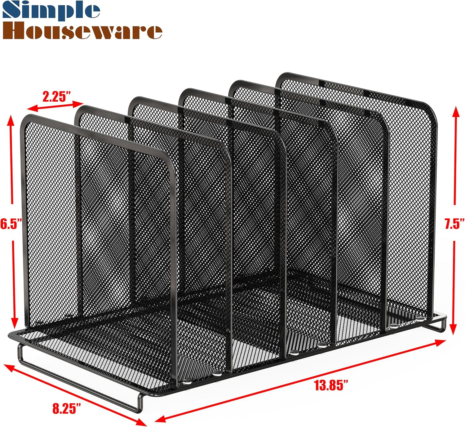5 Section Upright File Sorter Organizer, Black – 2 Pack