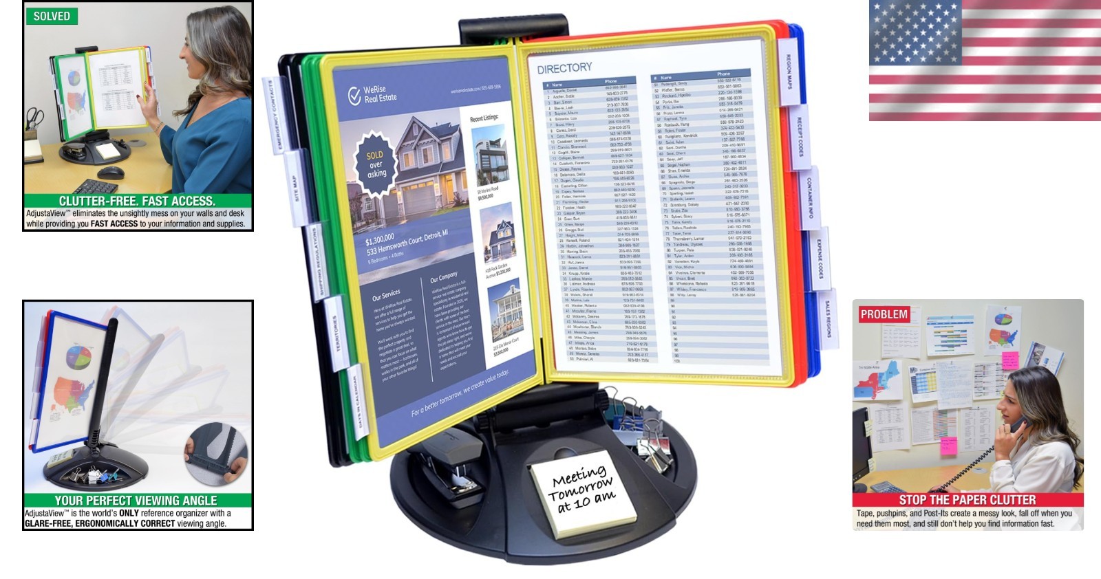 Polystyrene 10-Pocket Desk Organizer with Colored Pockets