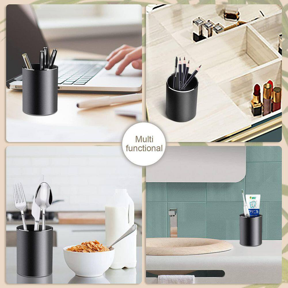 3.15 X 3.15 X 3.94 In. Aluminum round Pen Holder for Desk, Office, School, Home