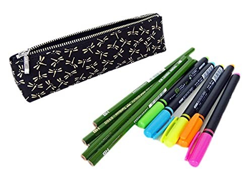 Inden-ya Deerskin Pen Case Dragonfly Lacquer Black Made in Japan
