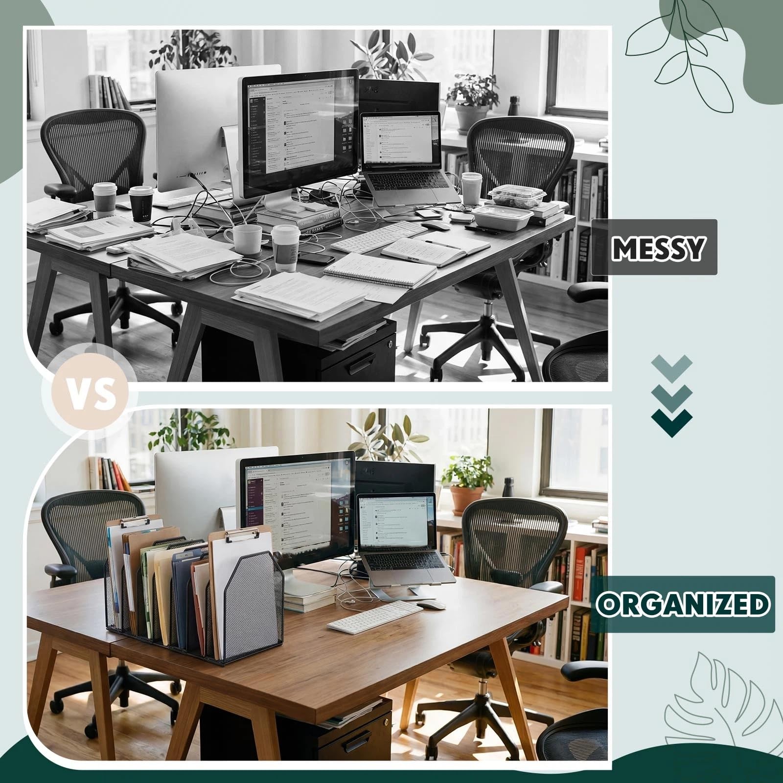 Clipboard Holder, Metal Clipboard Organizer, 7 Slot Desk File Organizer Stora…