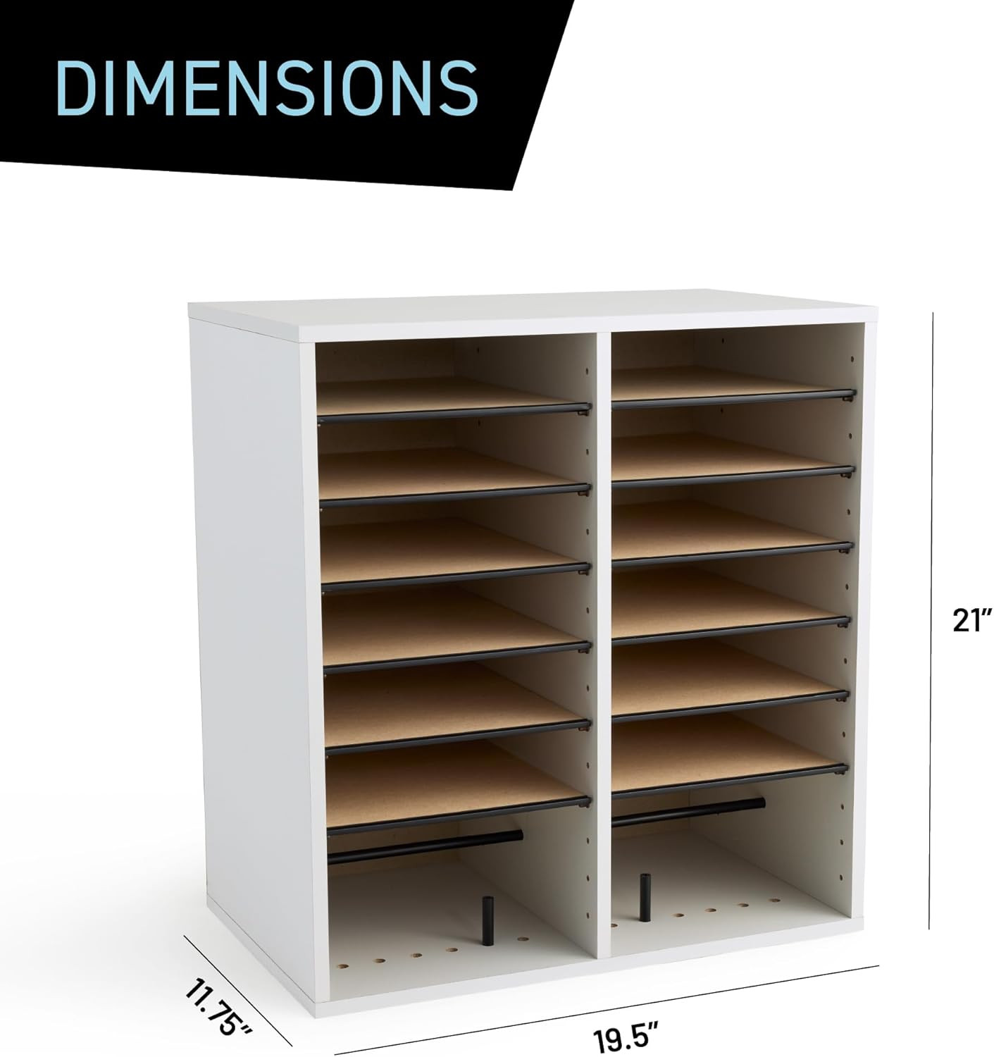Wooden Paper and Mail Organizer for Home Office and Classroom, Adjustable Shelve