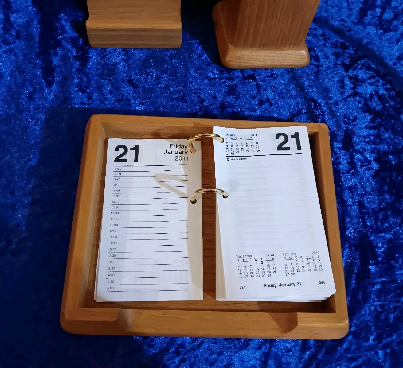 Oak Line By Curtis Wooden Desk Organizer, Business Card and Pen Holder, Planner