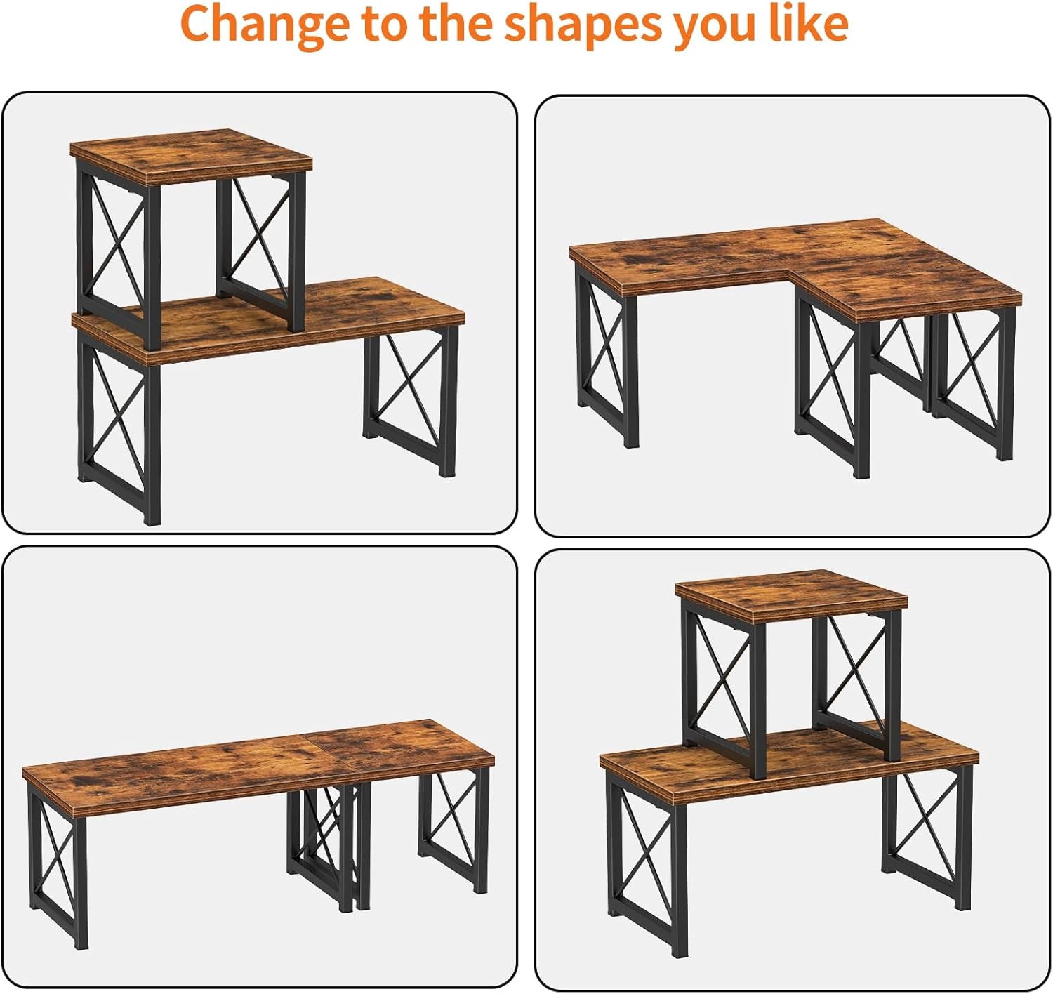 Honiter 2 Tier Desk Shelf, 15.7″ Desktop Shelf Organizer 7.6in-1 Pack, Brown