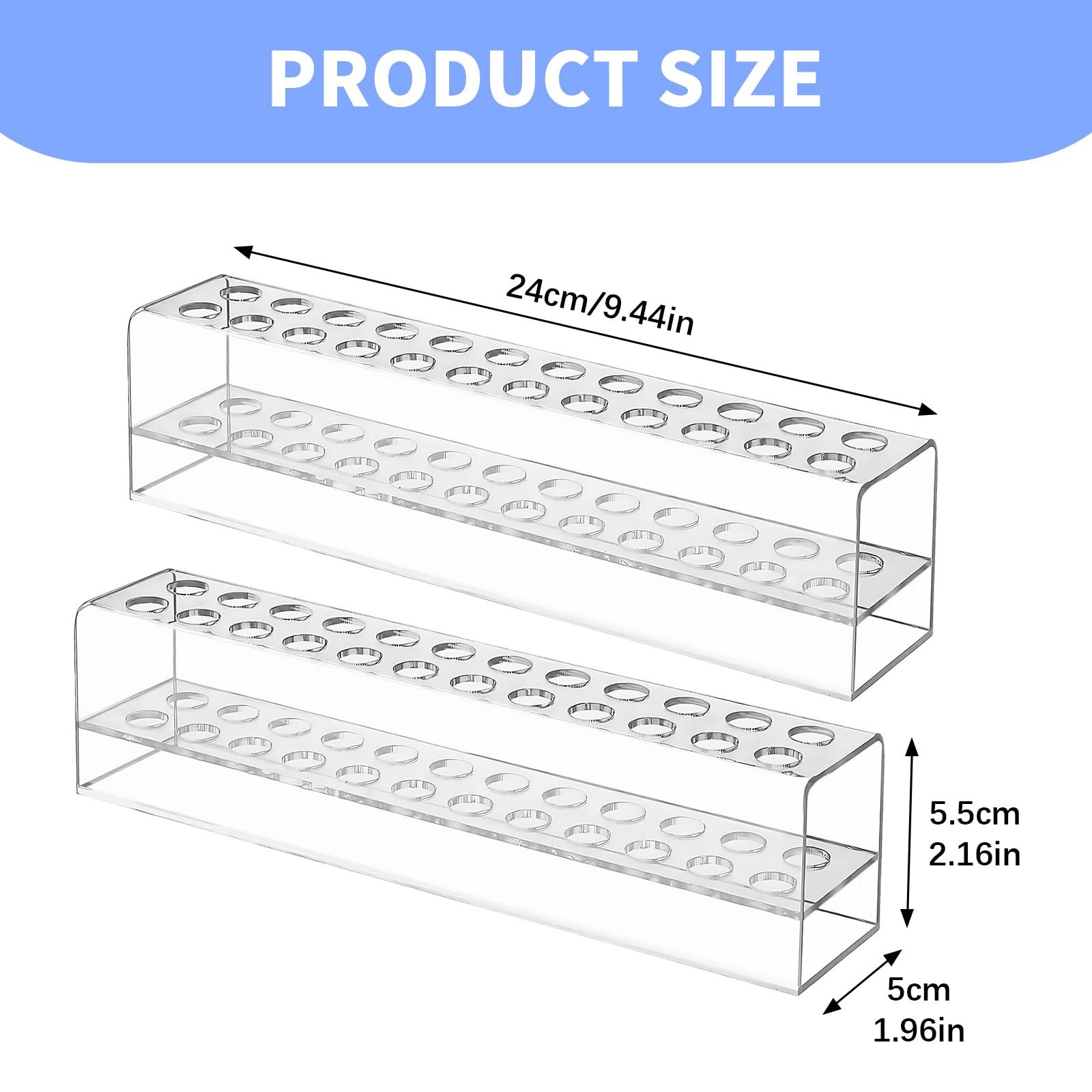 2 PCS Pen Display Stand Clear Pen Display 24-Slots Acrylic Penci Transparent