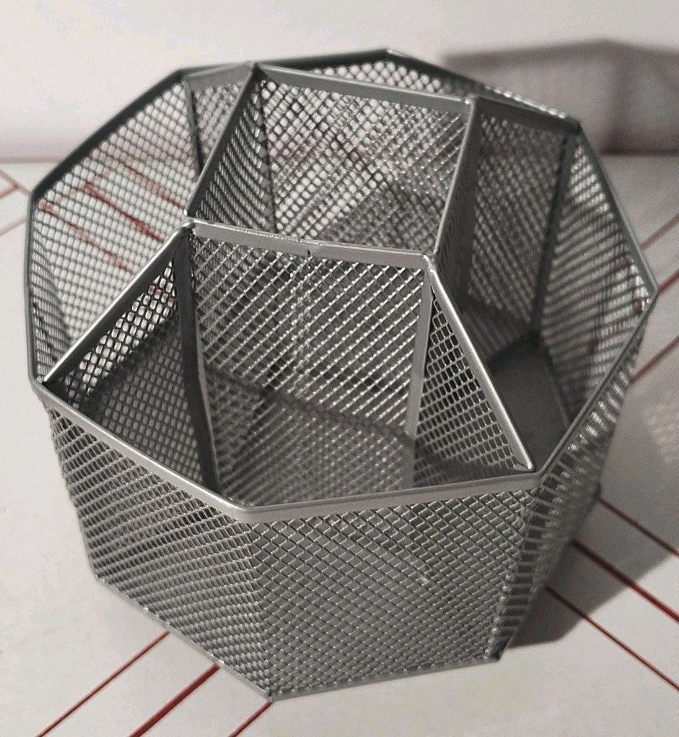 360° Rotating Accessories Holder Desk Organizer 5 Compartment Mesh Silver/Grey
