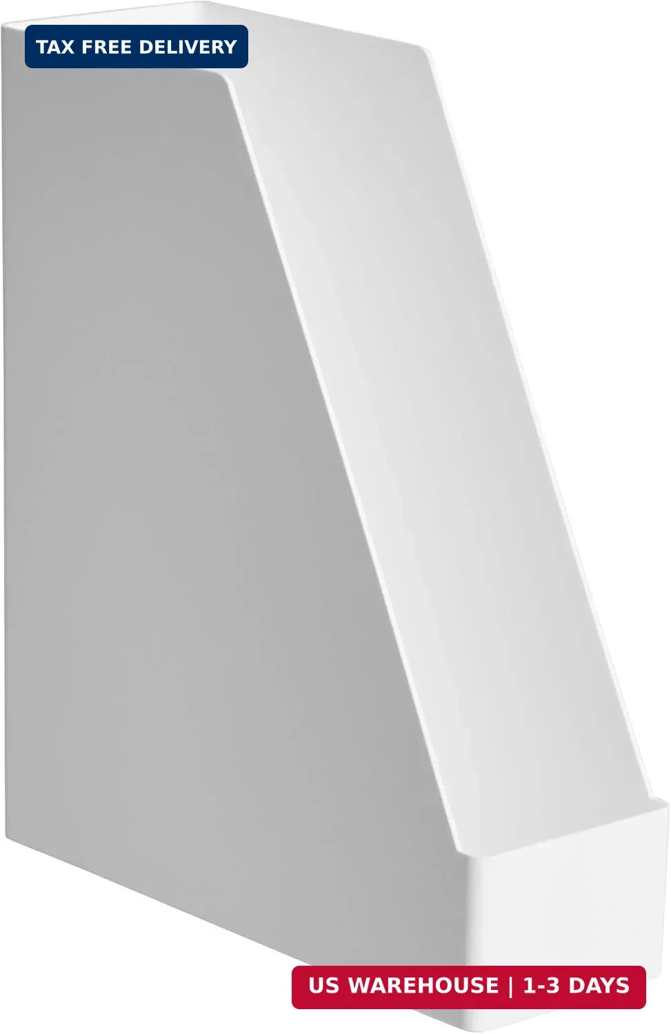 Amazon Basics Rectangular Plastic Desk Organizer, Magazine Rack, White, 2-Pack