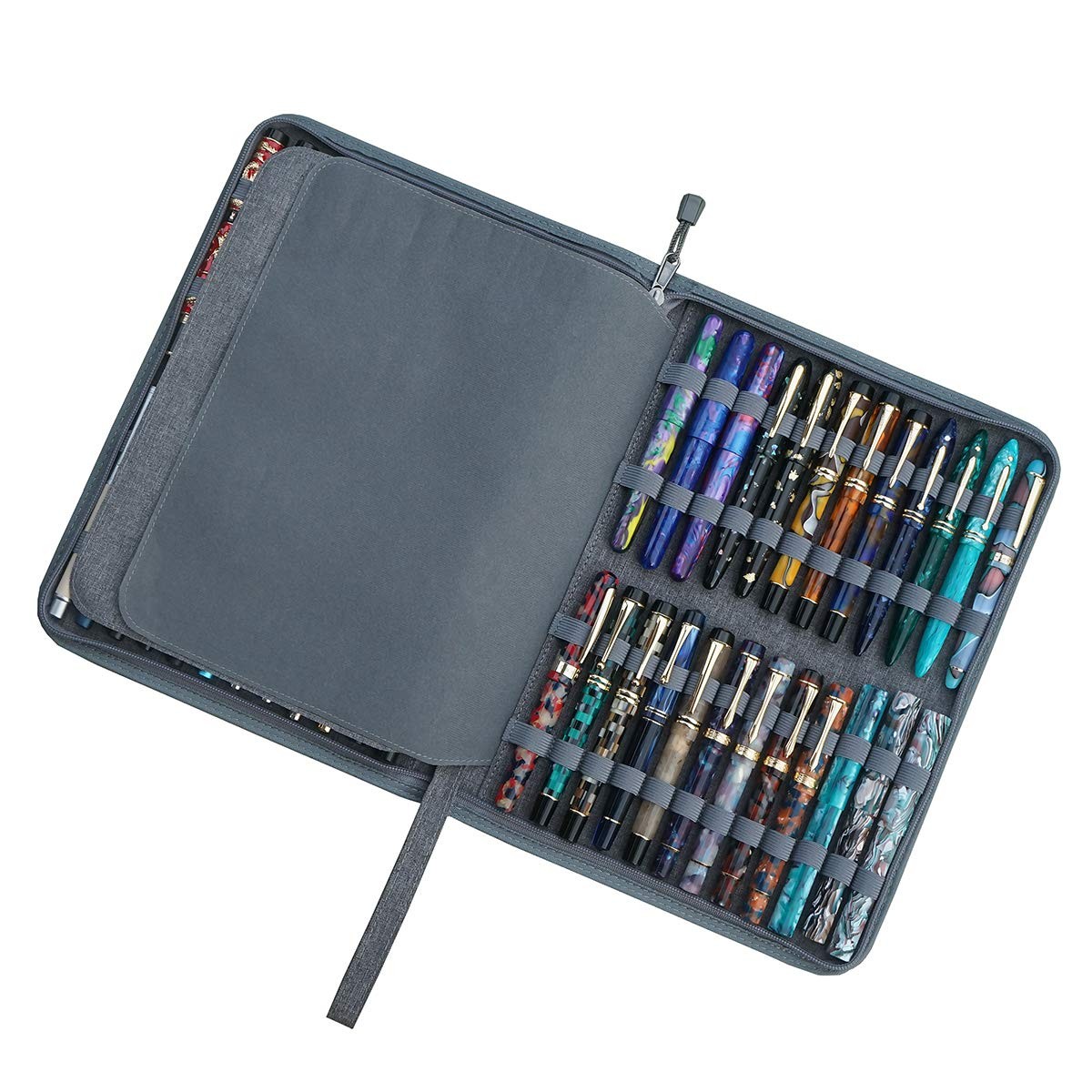 48 Slots Gray Fountain Pen Case, Canvas Pen Holder Display Pouch Bag Storage …