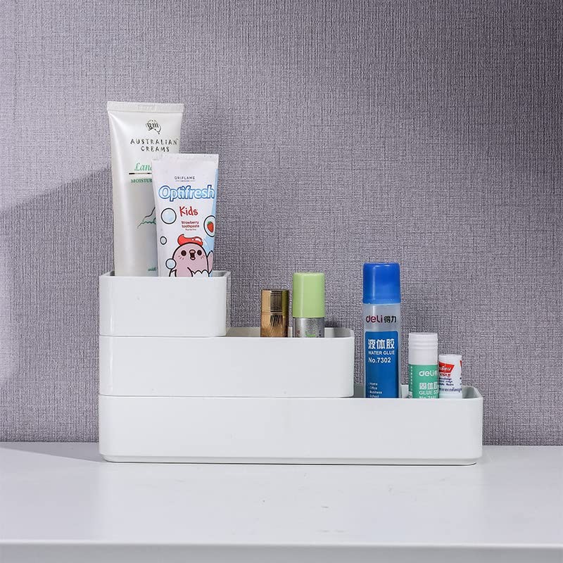 RAUVOLFIA Plastic Drawer Organizers Set, 3-Size Versatile S+M+L, White