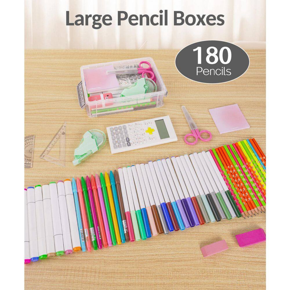 Grey 8.6In X 5.5In X 2.7In Polypropylene Stackable Pencil Box Set of 6 with Secu