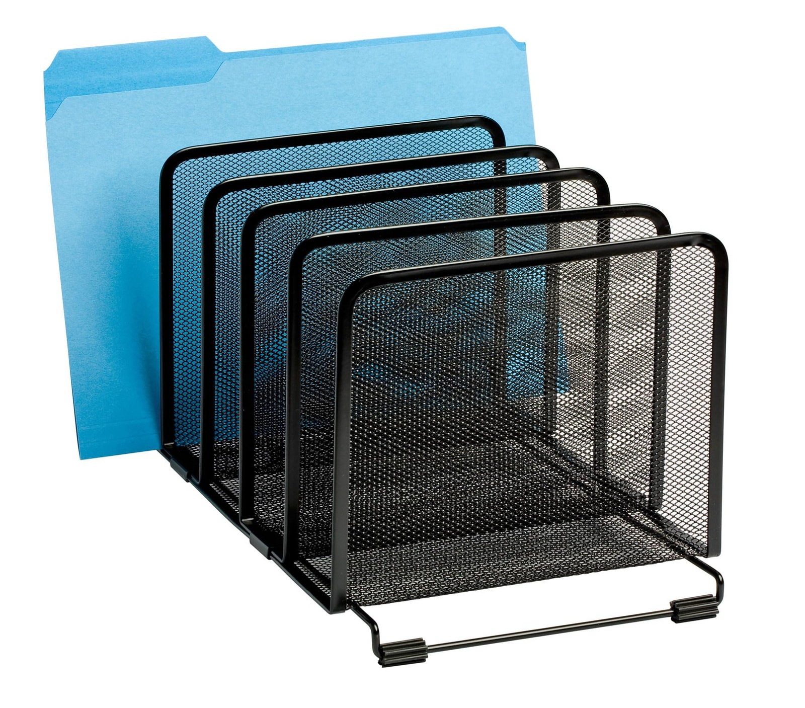 File Sorter Mesh Stackable Five Sorters Black 8.25×14.375×7.75 Inch Desk Rack